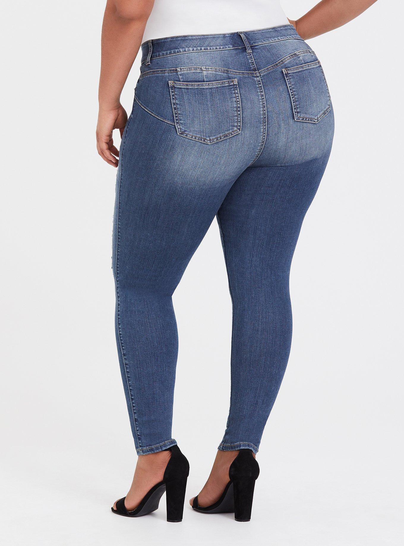 Bombshell Skinny Jean - Premium Stretch Medium Wash, DESTRUCTED NEPTUNE, alternate