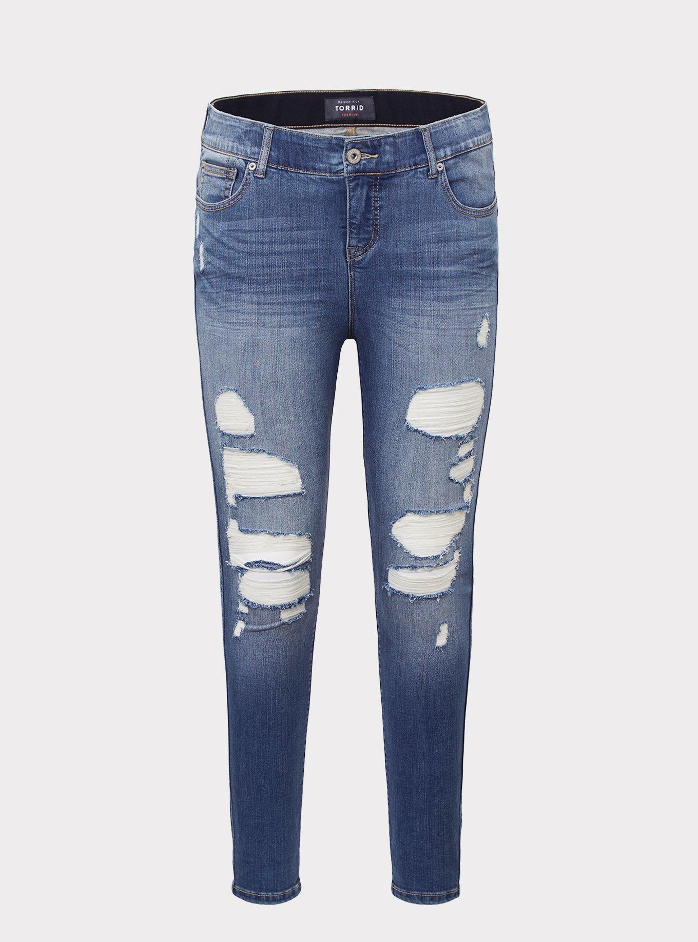 Bombshell Skinny Jean - Premium Stretch Medium Wash, DESTRUCTED NEPTUNE, hi-res