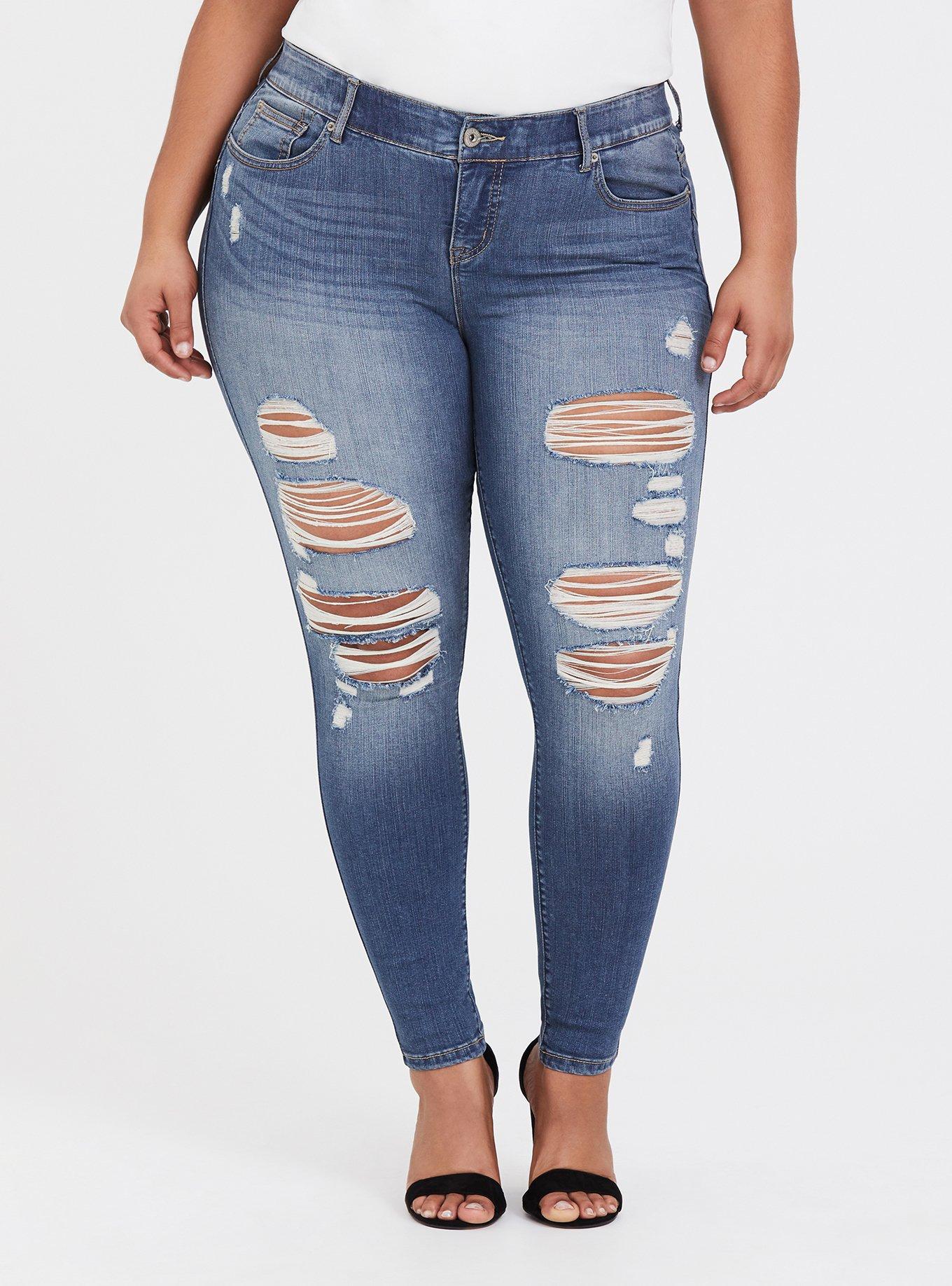 Bombshell Skinny Jean - Premium Stretch Medium Wash, DESTRUCTED NEPTUNE, hi-res