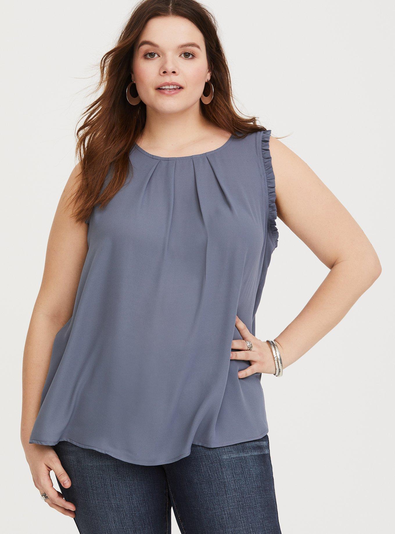 torrid, Tops, Torrid Georgette With Front Ruffle Tank Purple Size 2