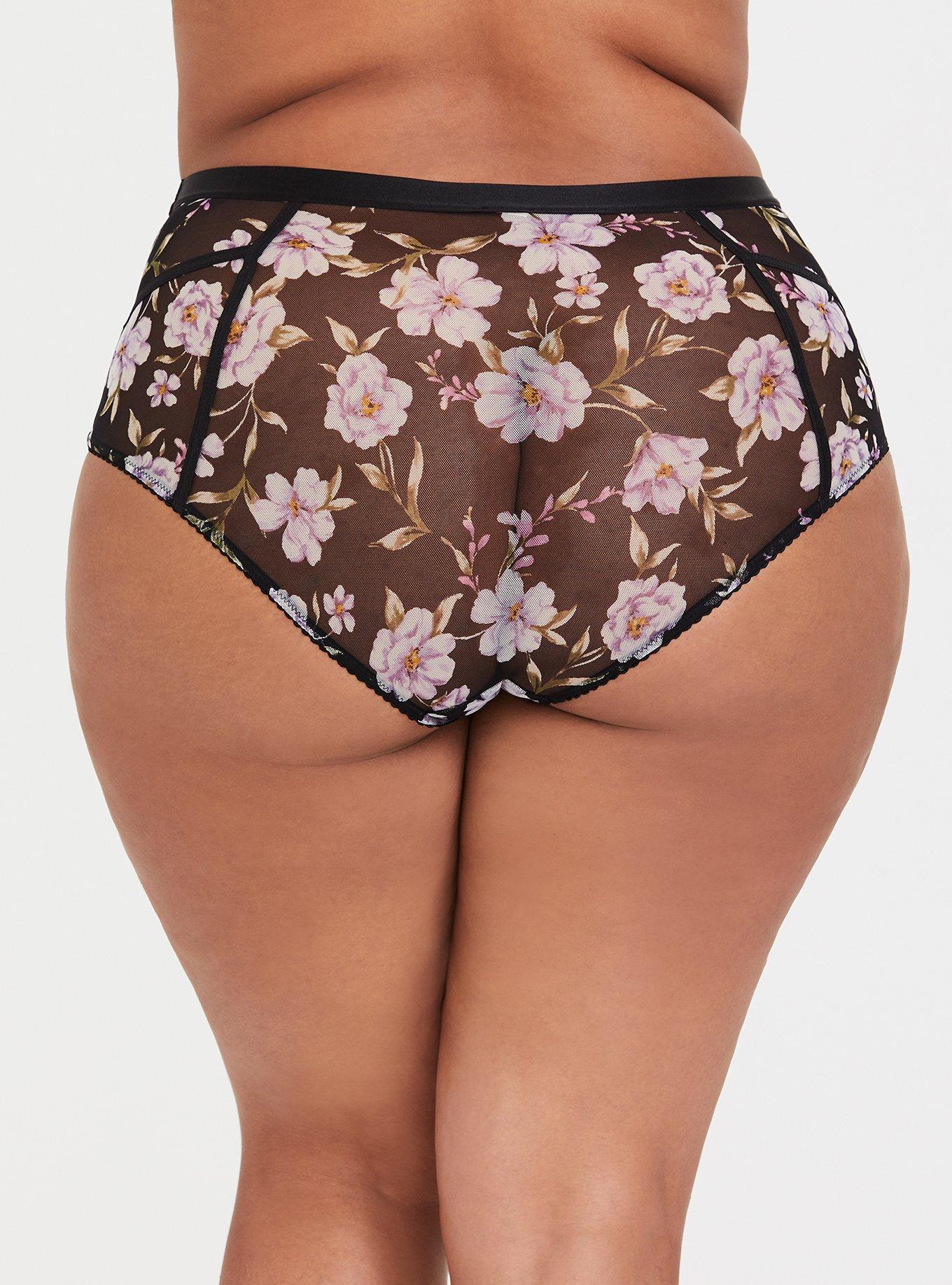 Plus Size Simply Mesh High-Rise Brief Panty, FLORAL, alternate