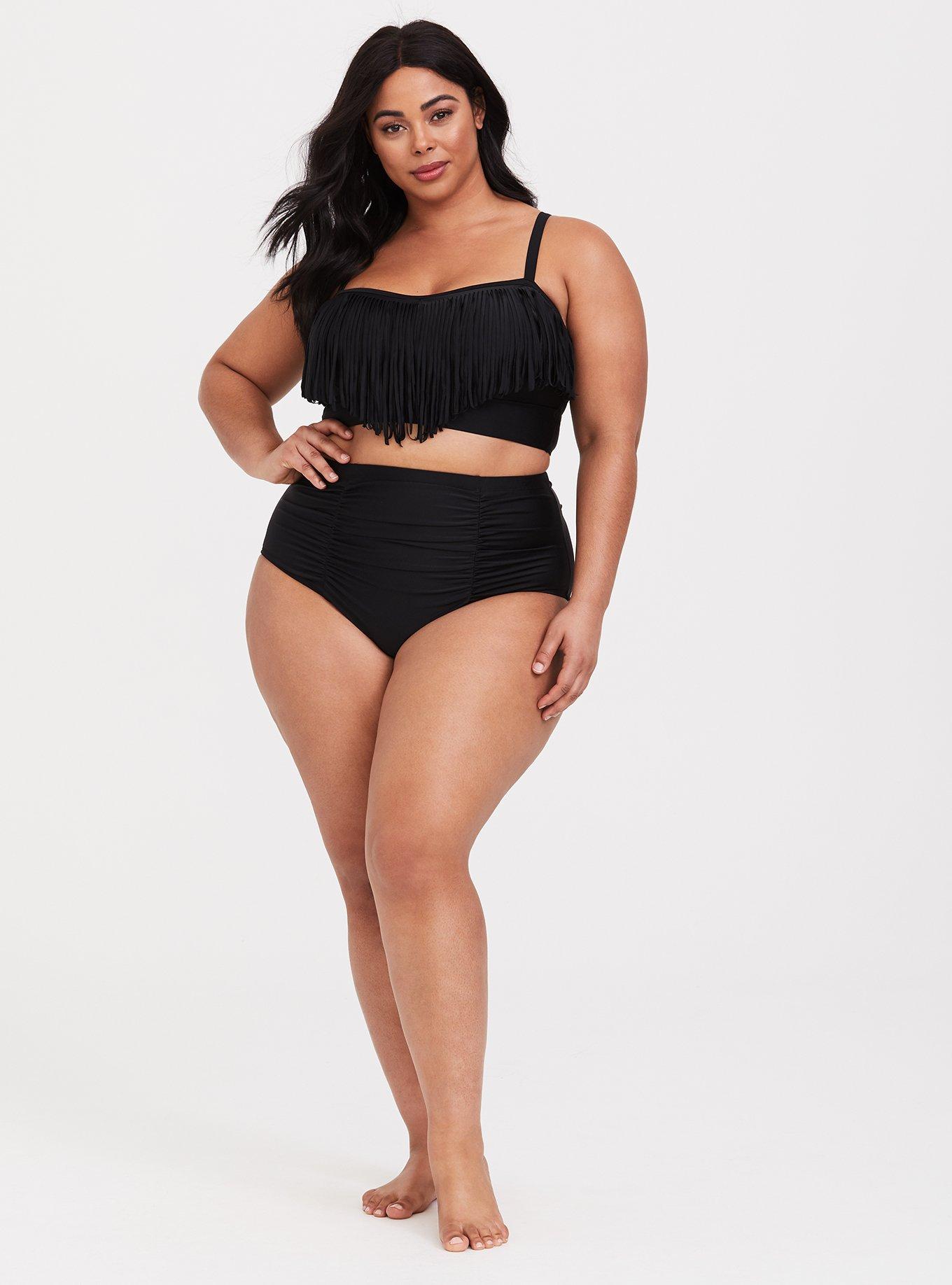 Plus Size Black Fringe Wireless Bikini Top Torrid