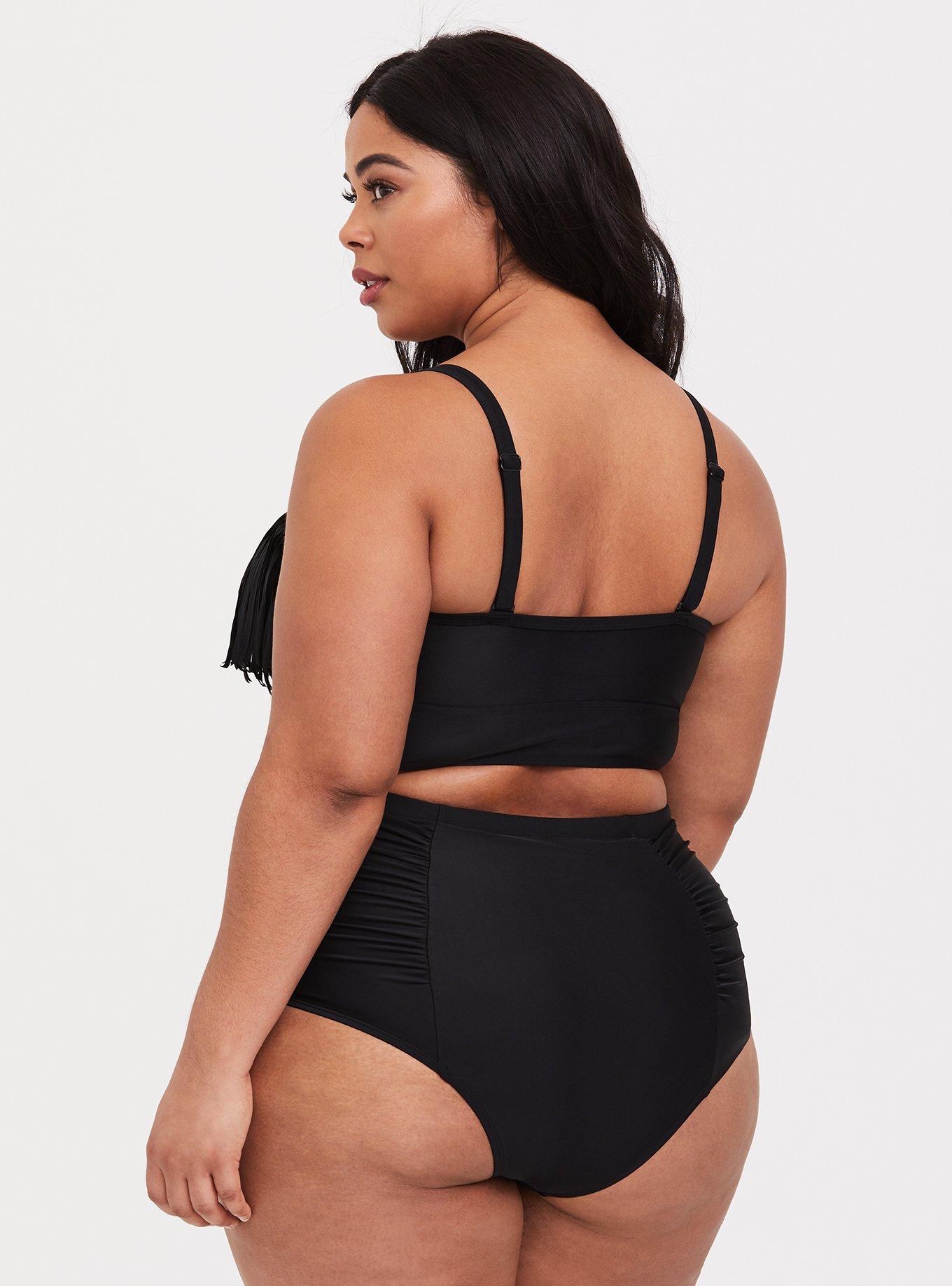 Plus Size Black Fringe Wireless Bikini Top Torrid