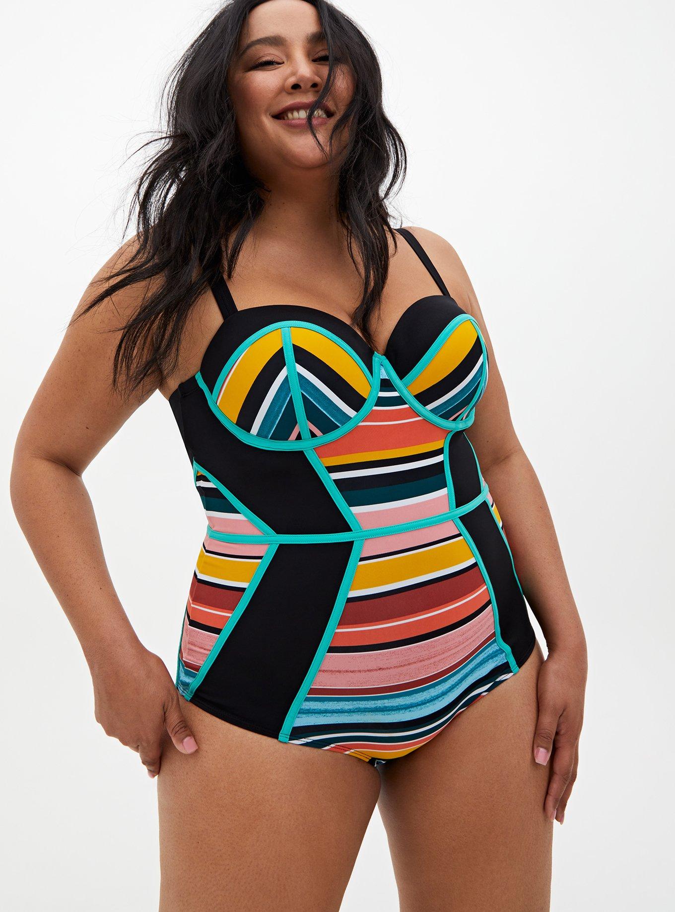 Plus Size - Slim Fix Underwire Strappy Back One Piece Swimsuit - Torrid