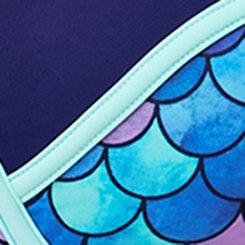 Slim Fix Underwire Piping One Piece Swimsuit, MERMAID SCALES-BLUE, swatch
