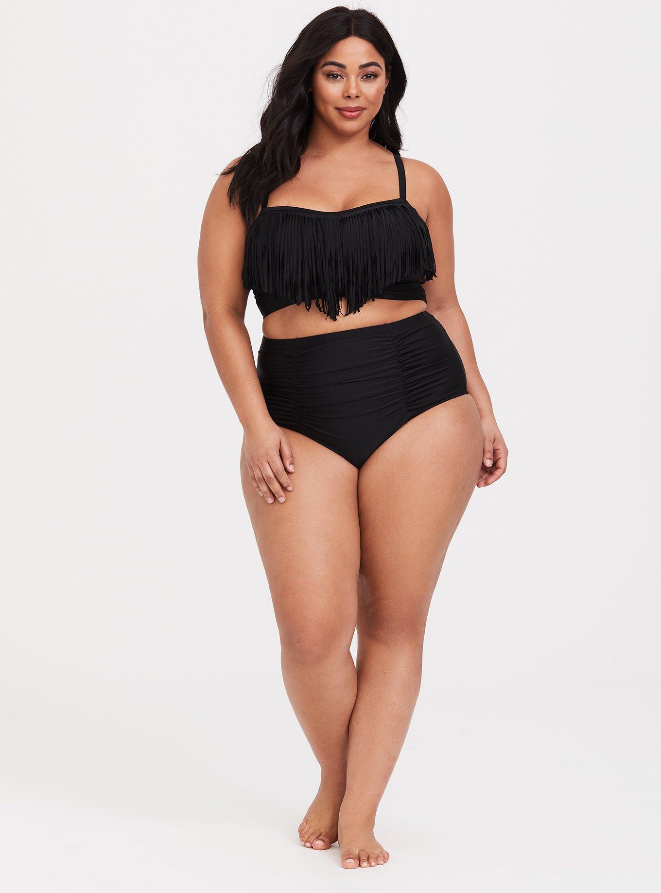 High Rise Cheeky Bikini Bottom in Black