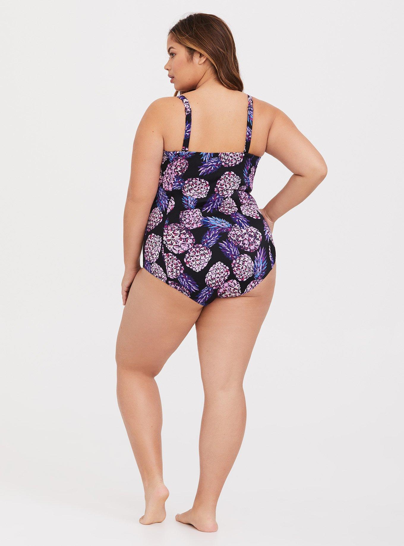 Plus Size - Pineapple Push-Up Demi Slim Fix Swimsuit - Torrid