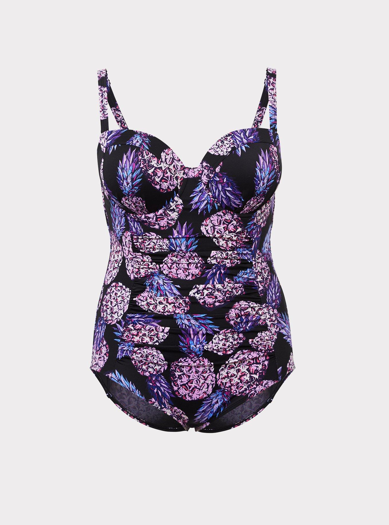 Plus Size - Pineapple Push-Up Demi Slim Fix Swimsuit - Torrid