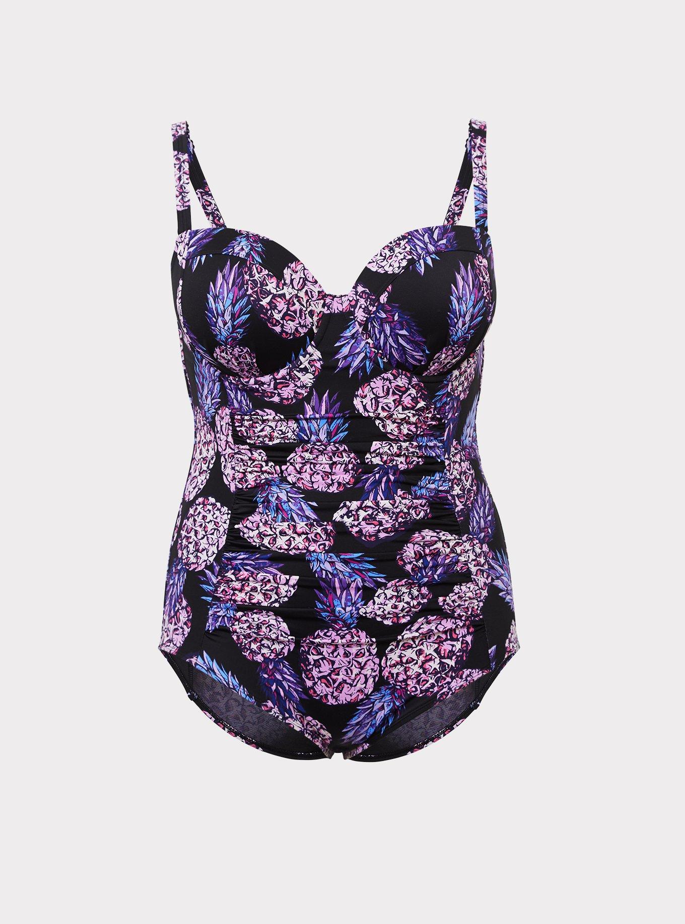 Pineapple Push-Up Demi Slim Fix Swimsuit, , hi-res