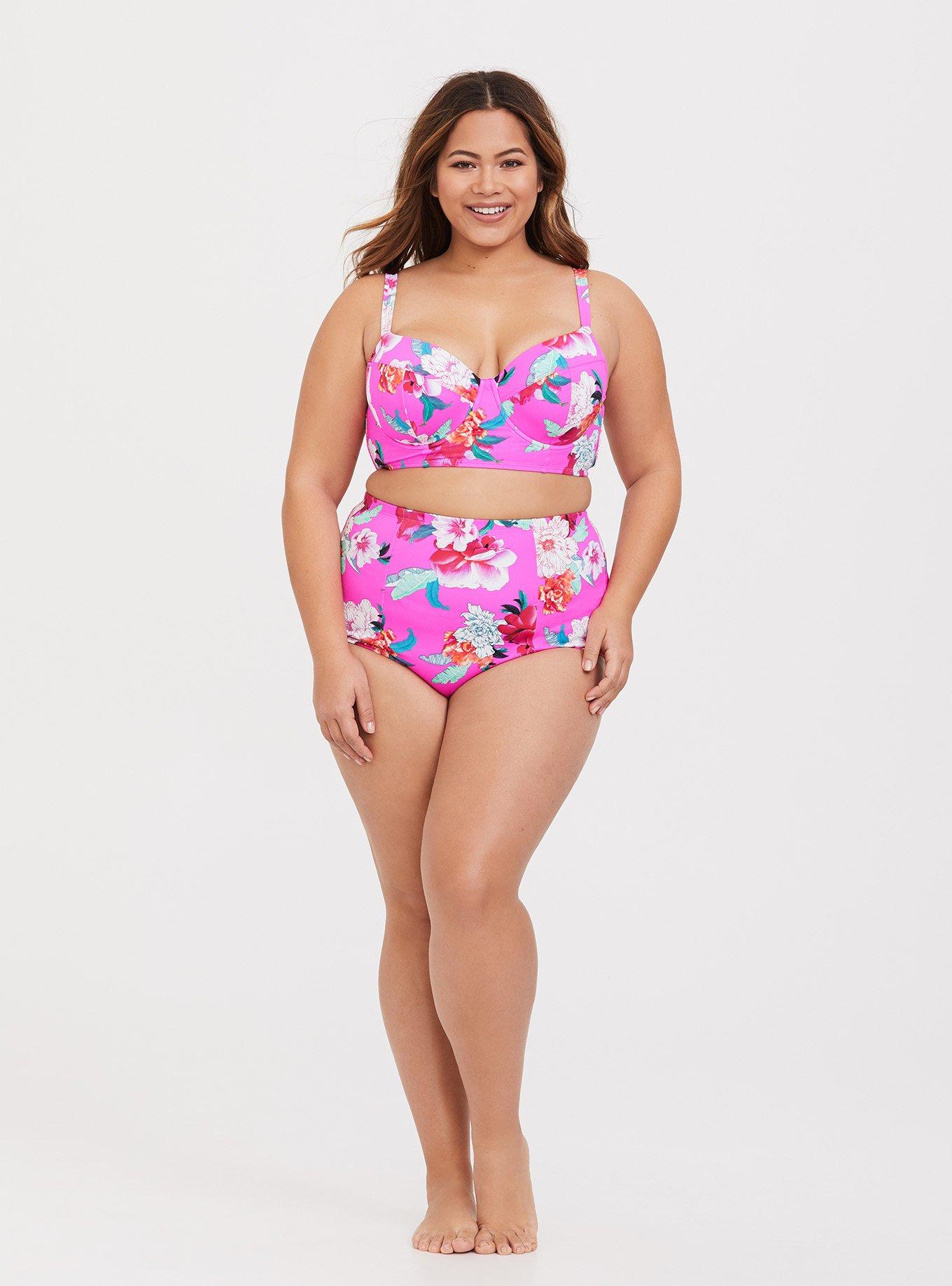 Plus Size - Neon Pink Floral Underwire Bikini Top - Torrid