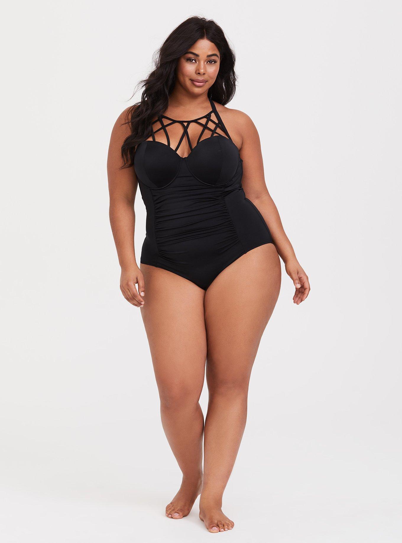 Plus Size Underwire Cage Front One Piece Swimsuit Torrid