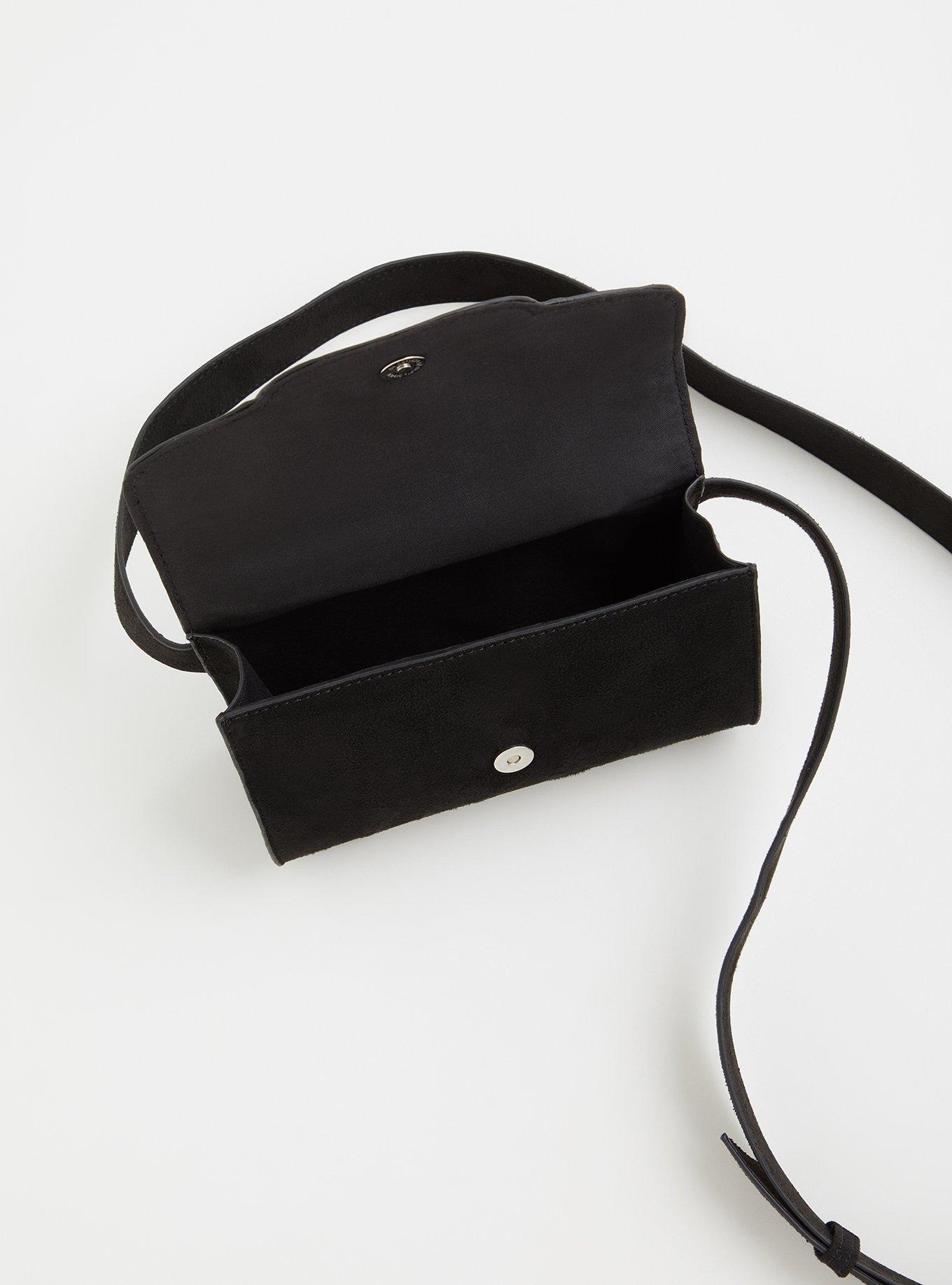 Black Studded Faux Suede Belt Bag, BLACK, alternate