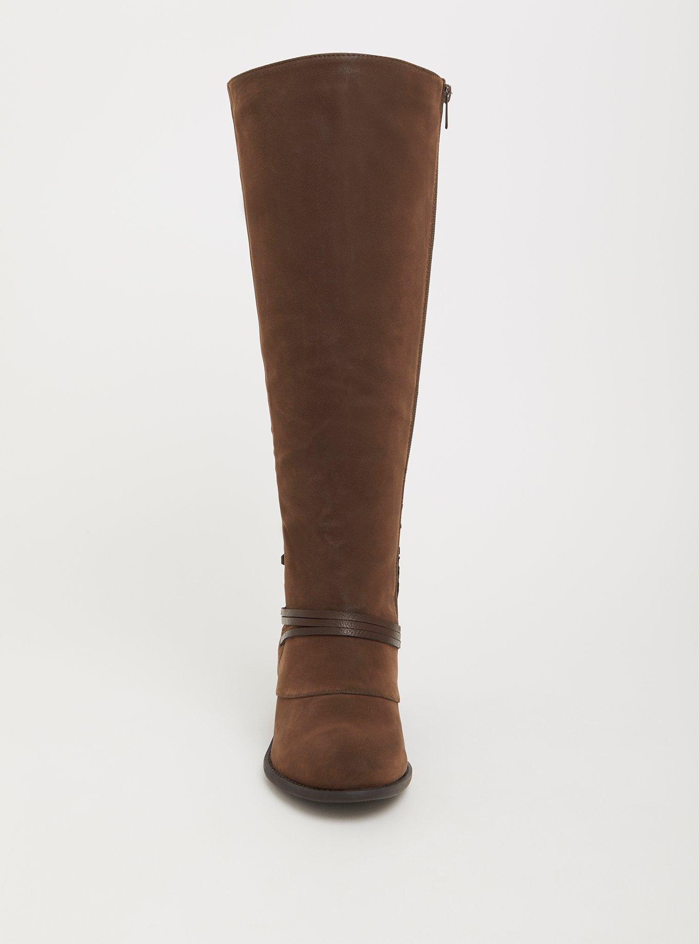 Dark brown leather outlet wide calf boots