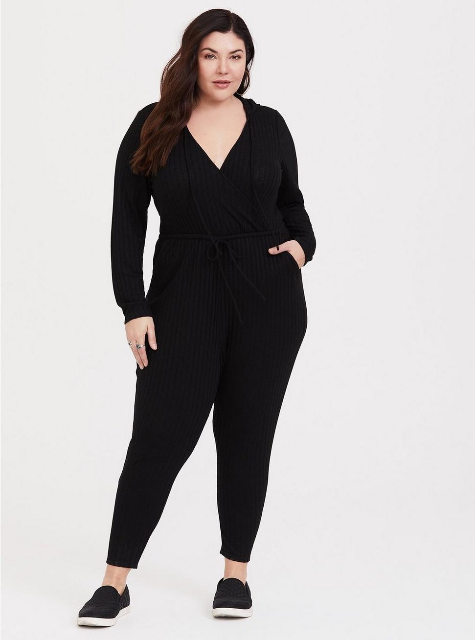Plus Size - Black Long Sleeve Hacci Jumpsuit - Torrid