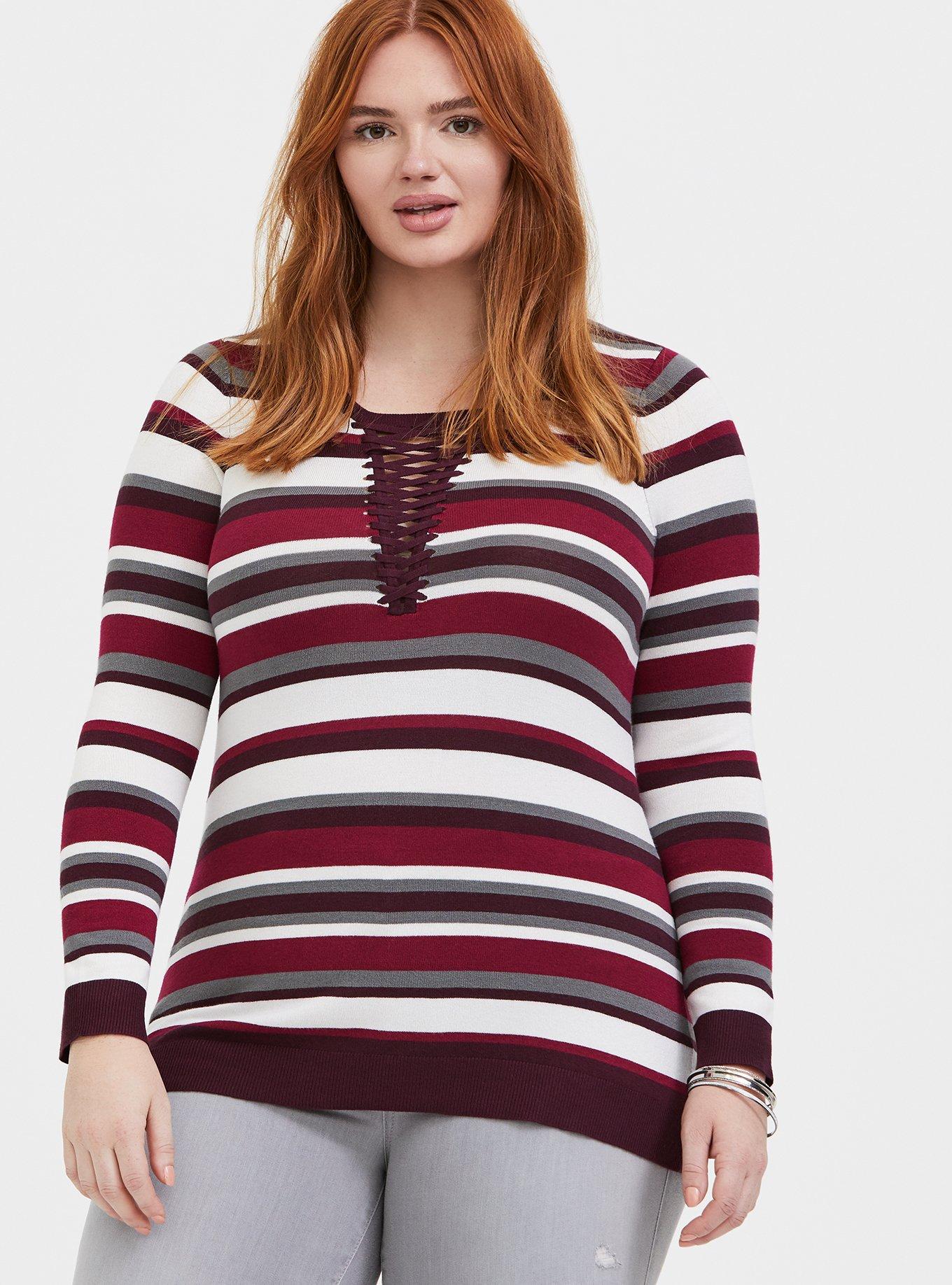 Plus size clearance lace up sweater