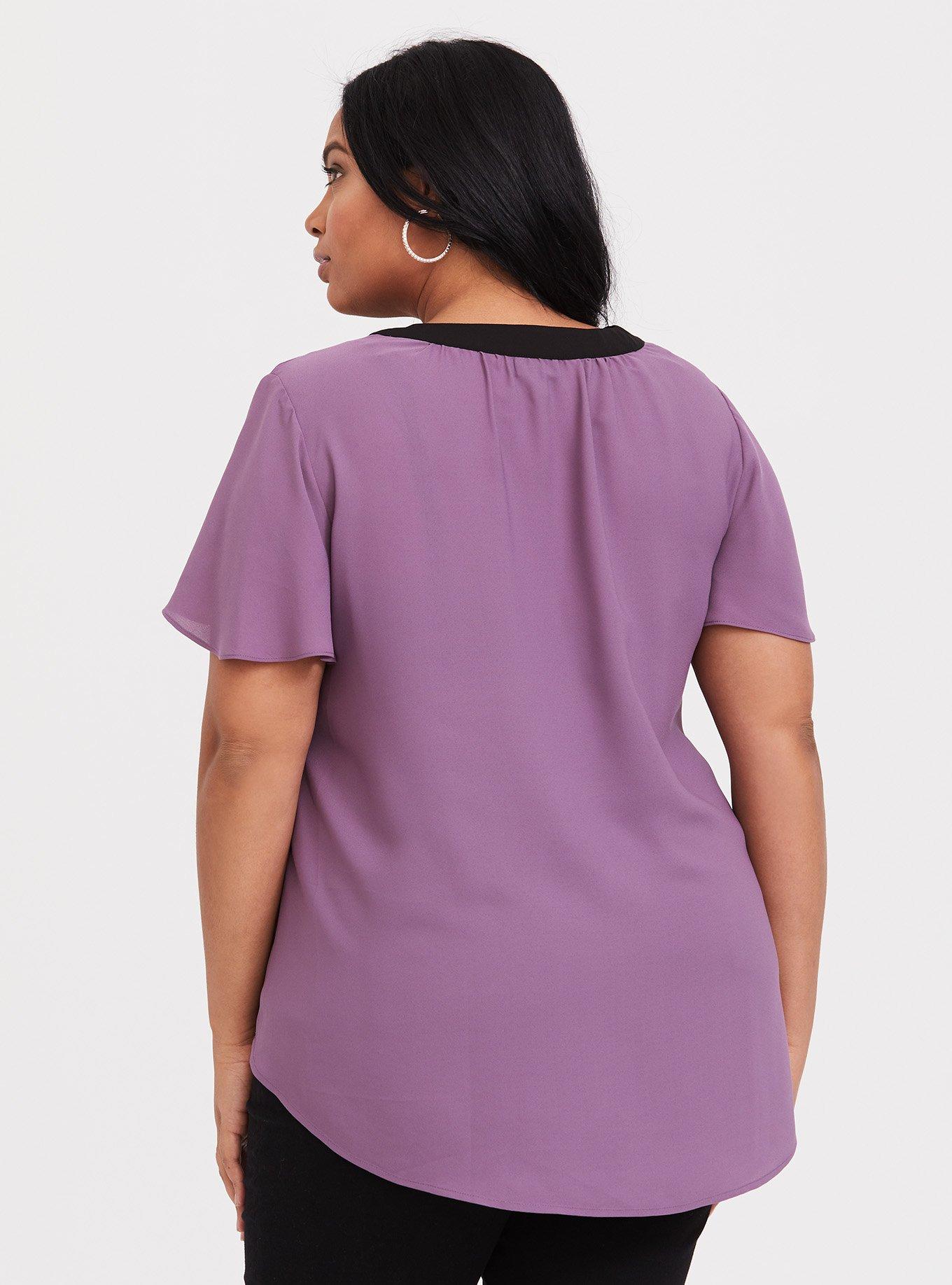 Plus Size Purple V Neck Georgette Blouse Torrid