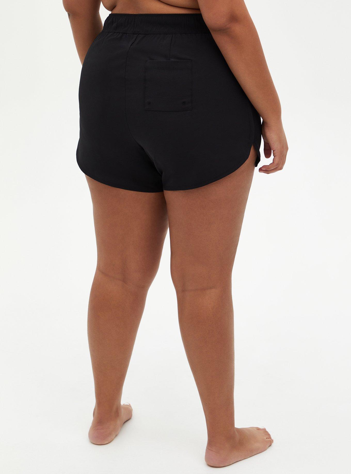 Plus Size crepe 5'' Coverup short, DEEP BLACK, alternate