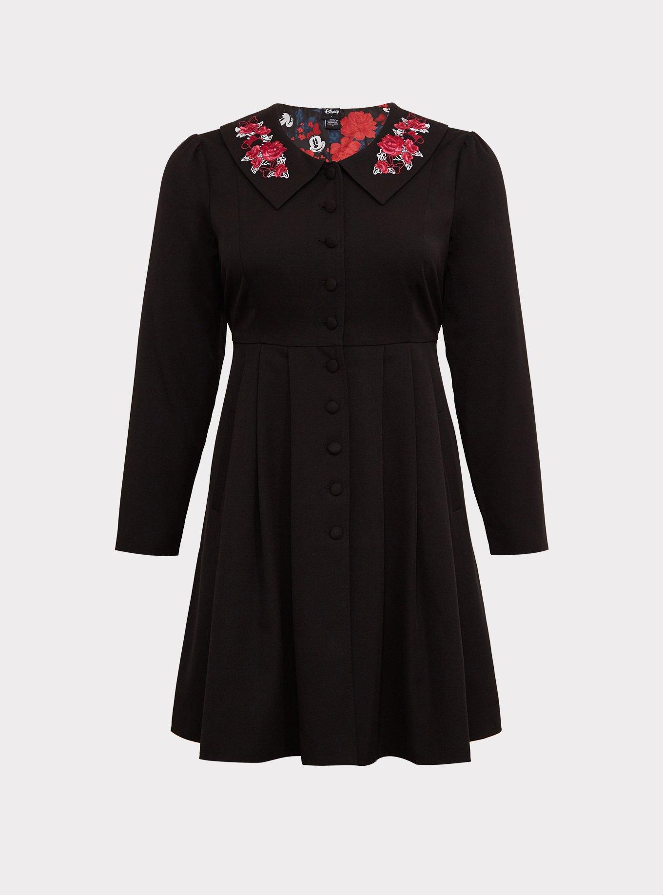 Disney Minnie Mouse Embroidered Coat Dress, DEEP BLACK, hi-res