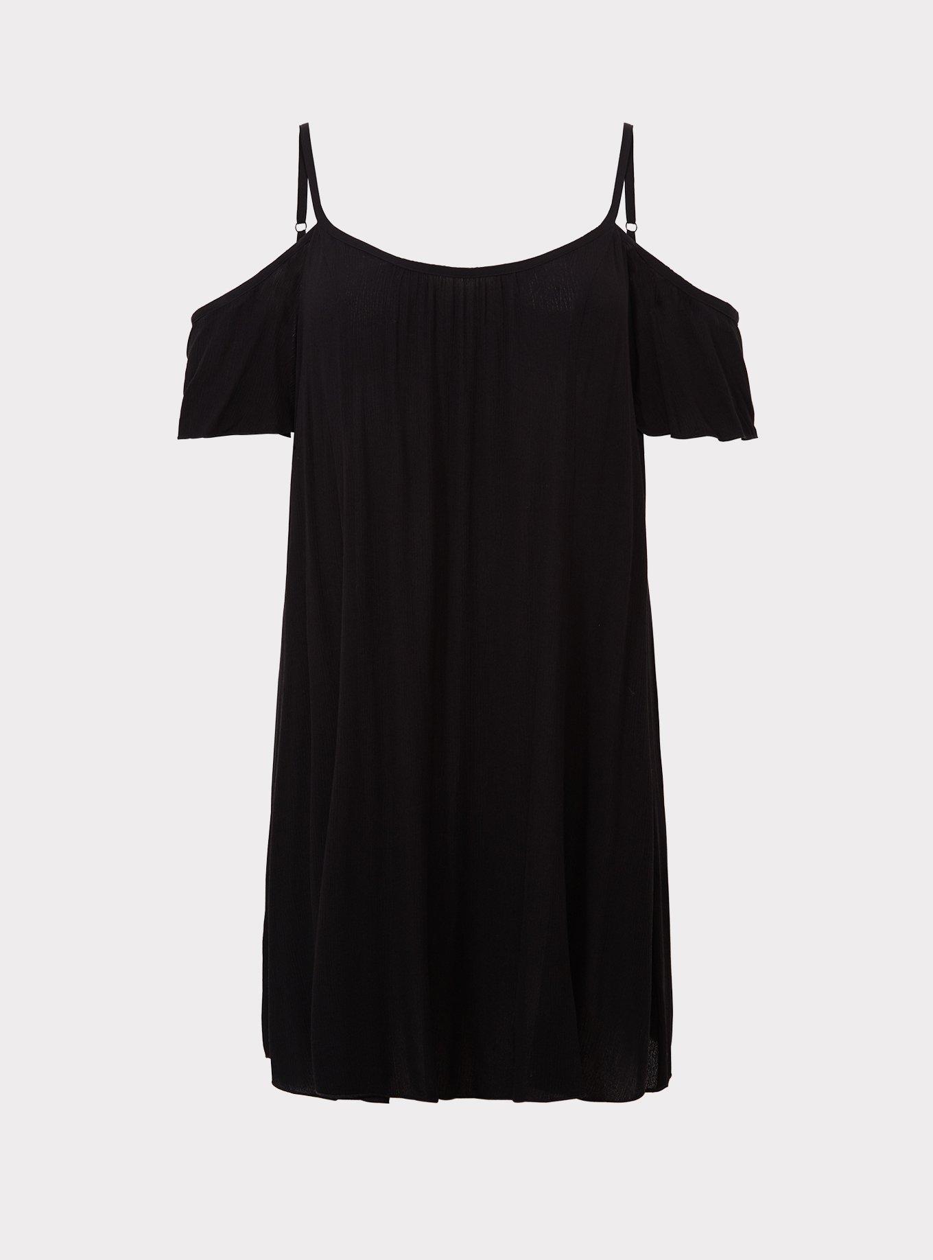 Plus Size Crepe Cold Shoulder Coverup Dress, , hi-res