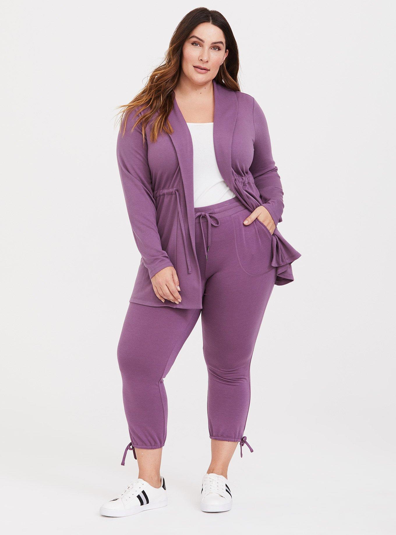 Purple French Terry Jogger Pant, PURPLE, alternate