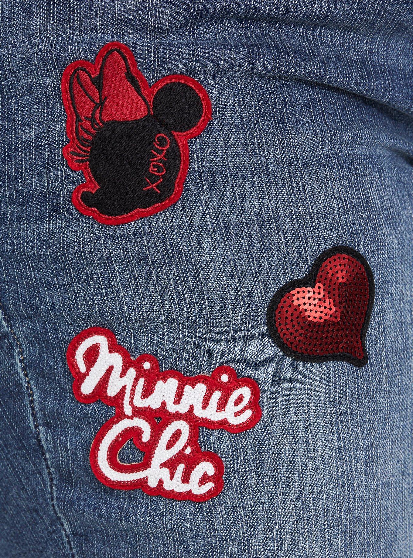 Disney Minnie Mouse Crop Classic Skinny Jean - Vintage Stretch Medium Wash with Patchwork, DISTANT LANDS, alternate