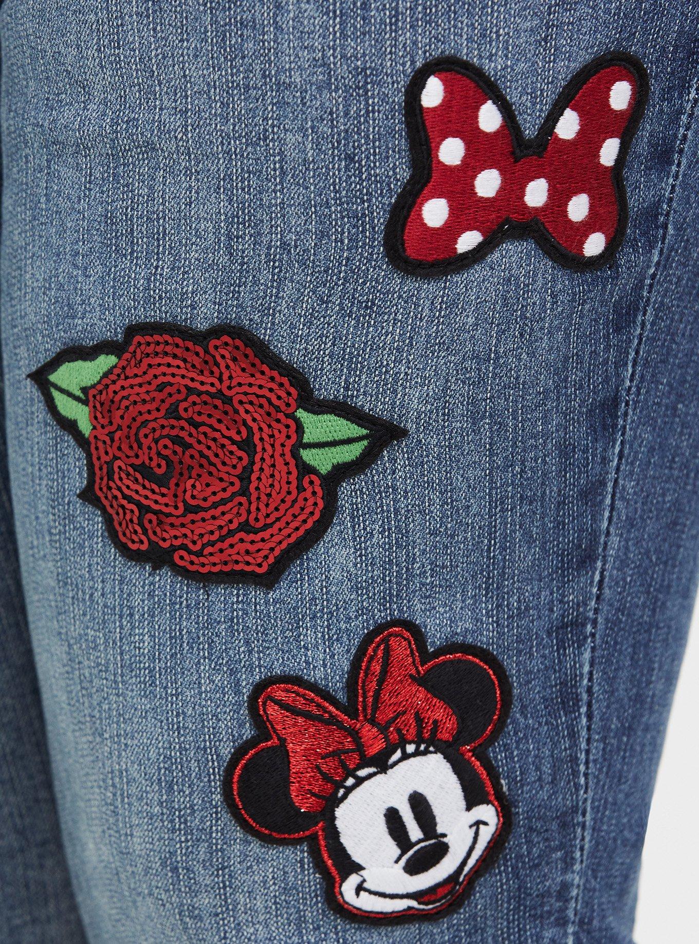 Disney Minnie Mouse Crop Classic Skinny Jean - Vintage Stretch Medium Wash with Patchwork, DISTANT LANDS, alternate