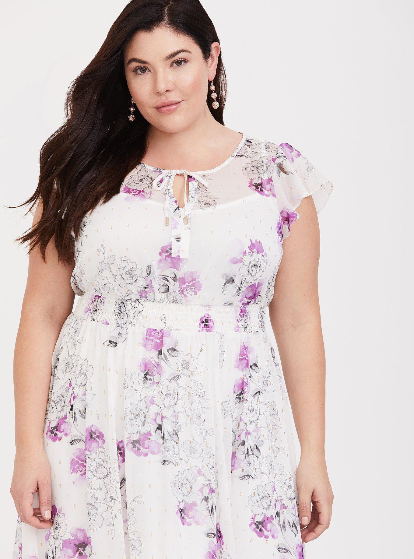 Plus Size - White Floral Chiffon Maxi Dress - Torrid