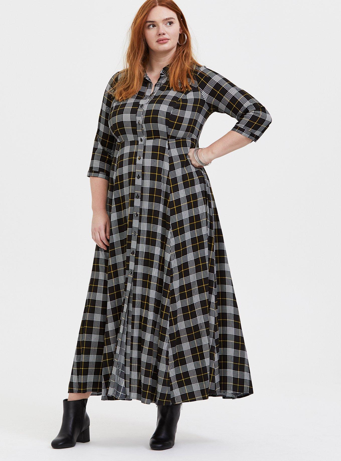 Plus Size - Maxi Challis Button Front Shirt Dress - Torrid