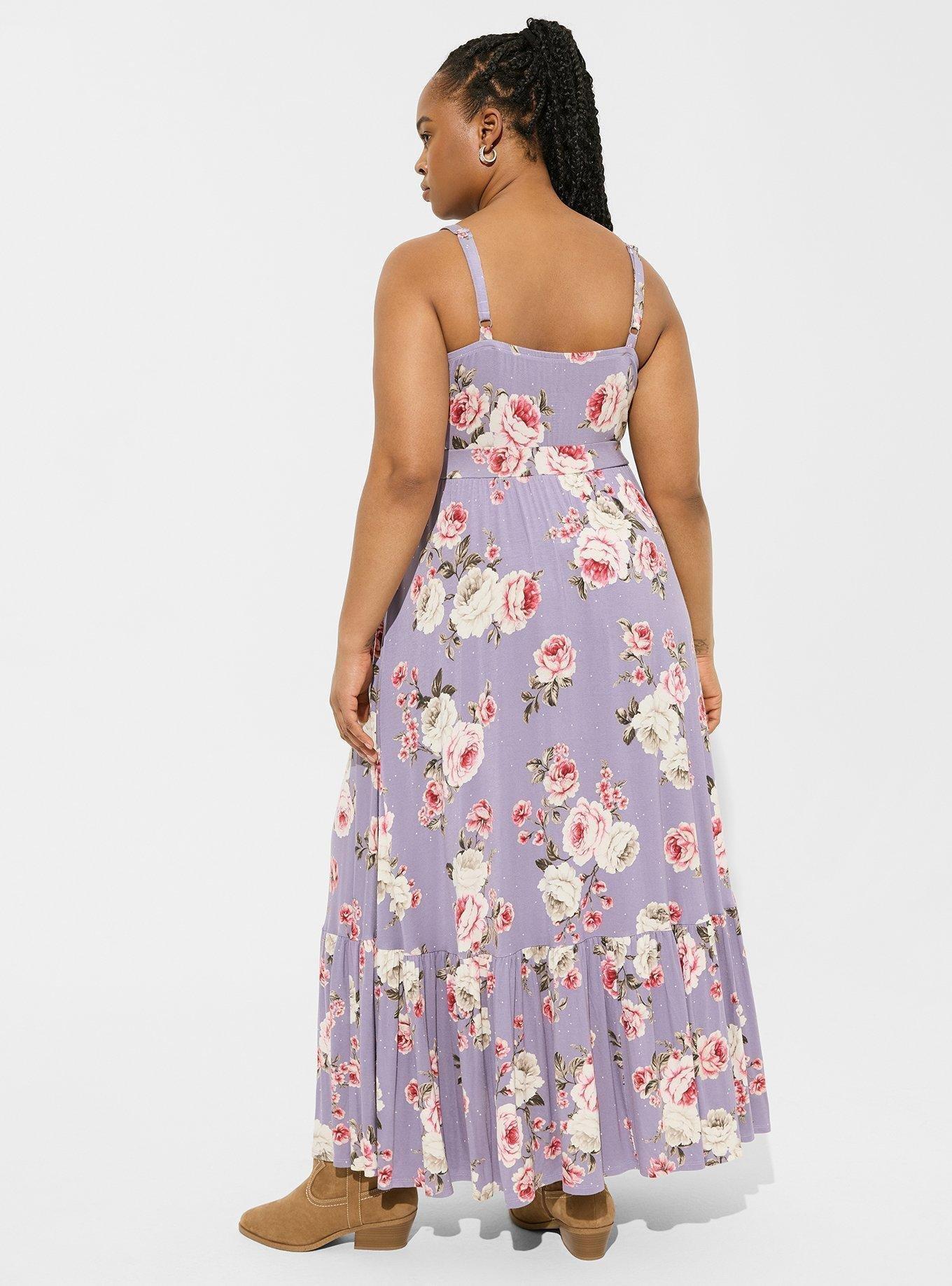 Plus Size - Maxi Washable Challis Hi-Low Tiered Shirtdress - Torrid