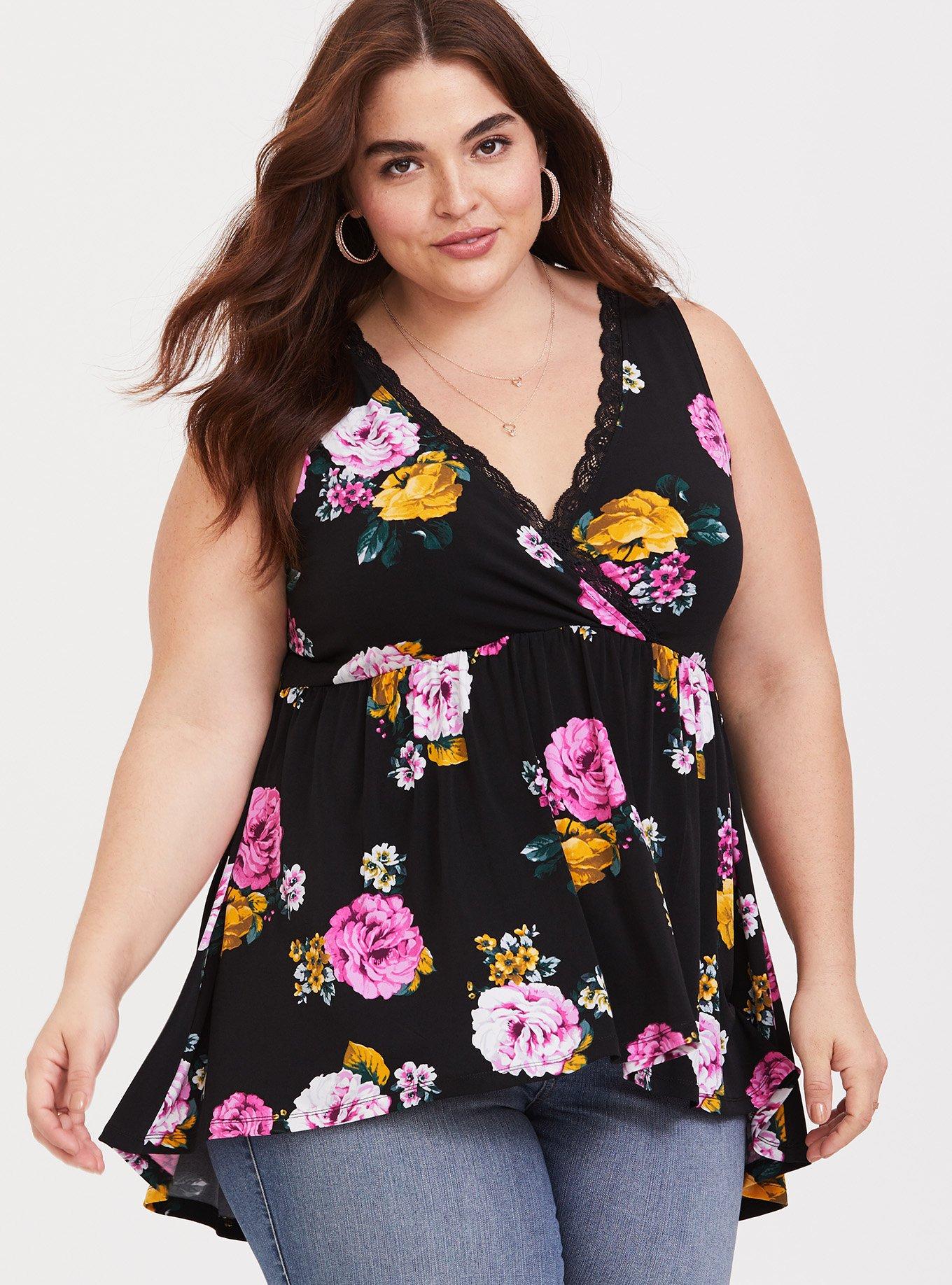 Black Floral Studio Knit Babydoll, FANCY FLOW FLORAL, alternate