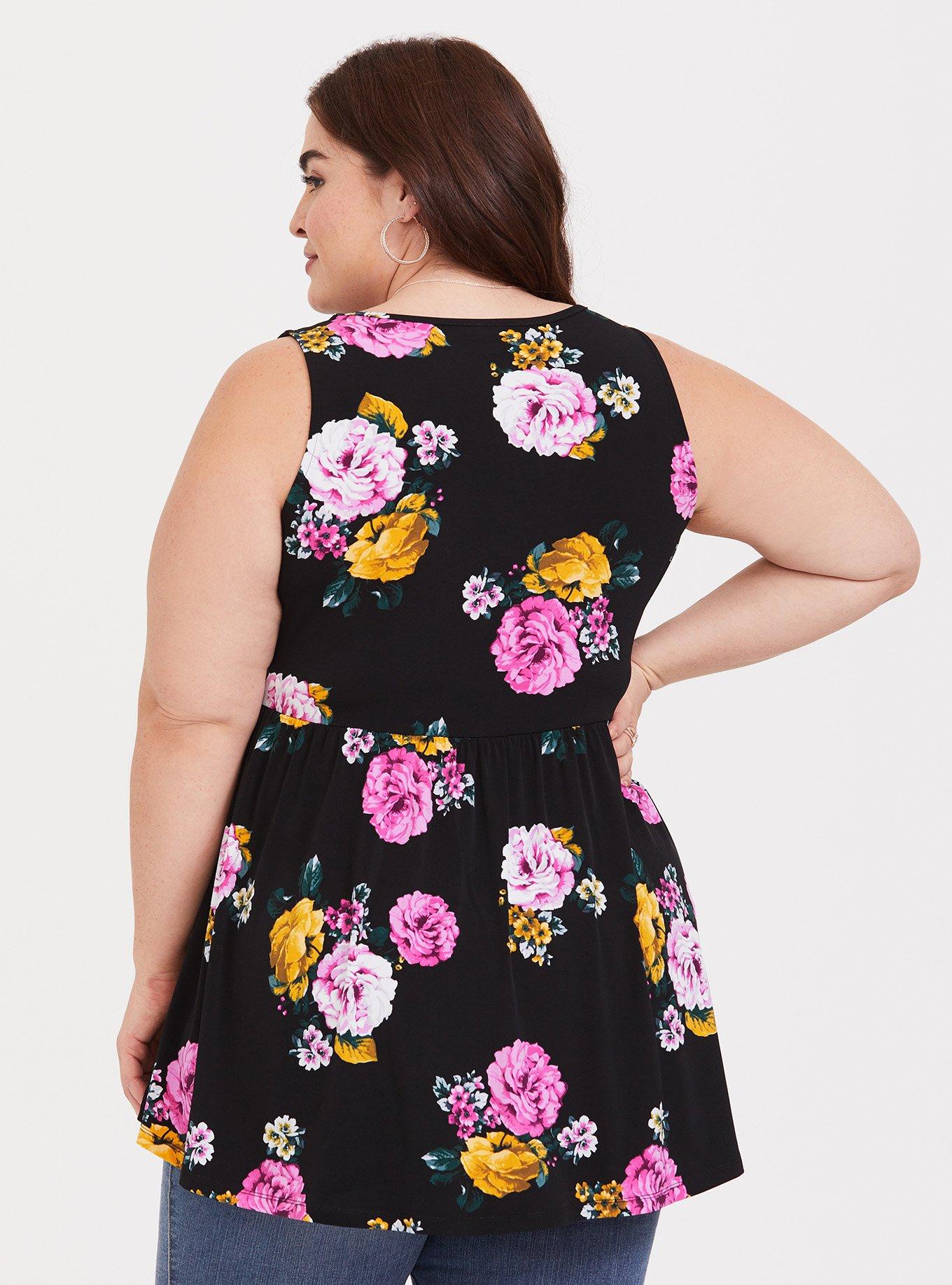 Black Floral Studio Knit Babydoll, FANCY FLOW FLORAL, alternate