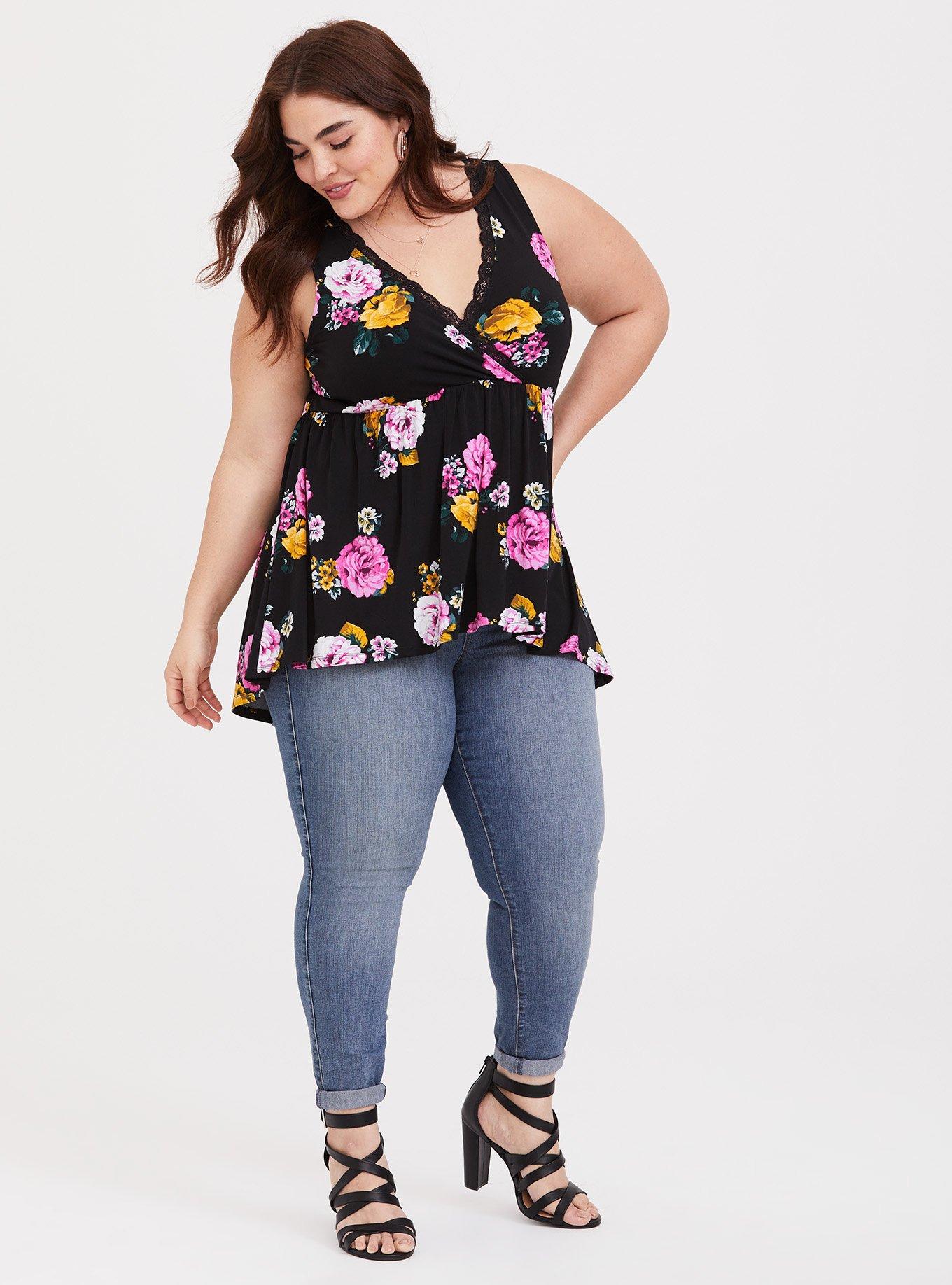 Plus Size Mesh and Floral Babydoll
