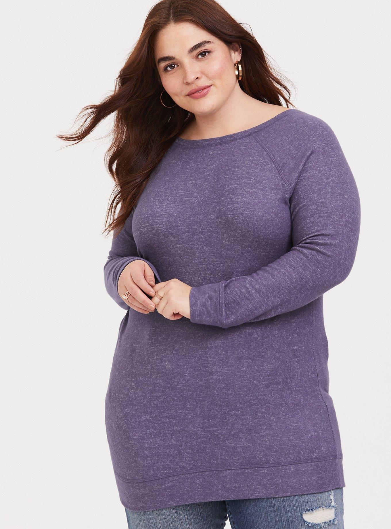 Plus Size Super Soft Plush Grey Tunic Sweatshirt Torrid