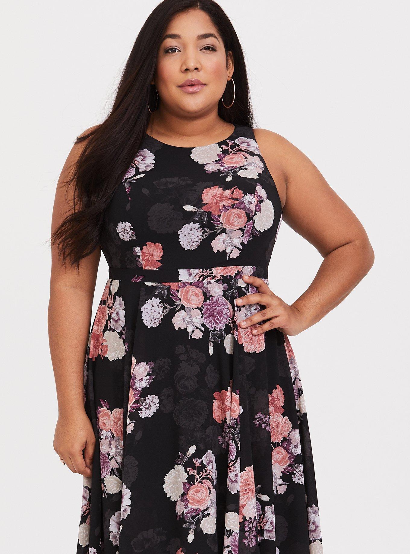 Plus Size - Black Floral Georgette Maxi Dress - Torrid
