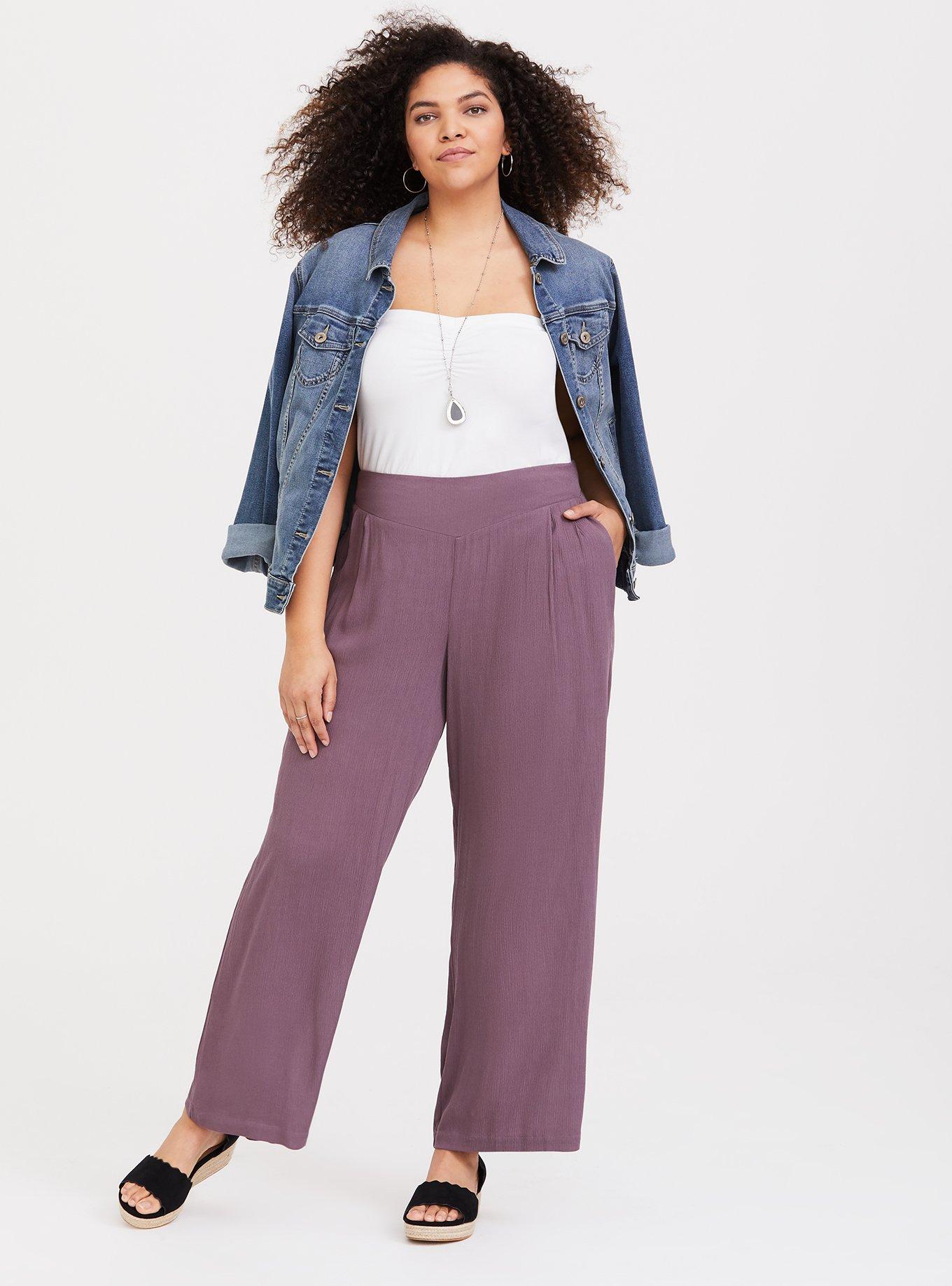Mauve Purple Gauze Wide Leg Pant, , hi-res