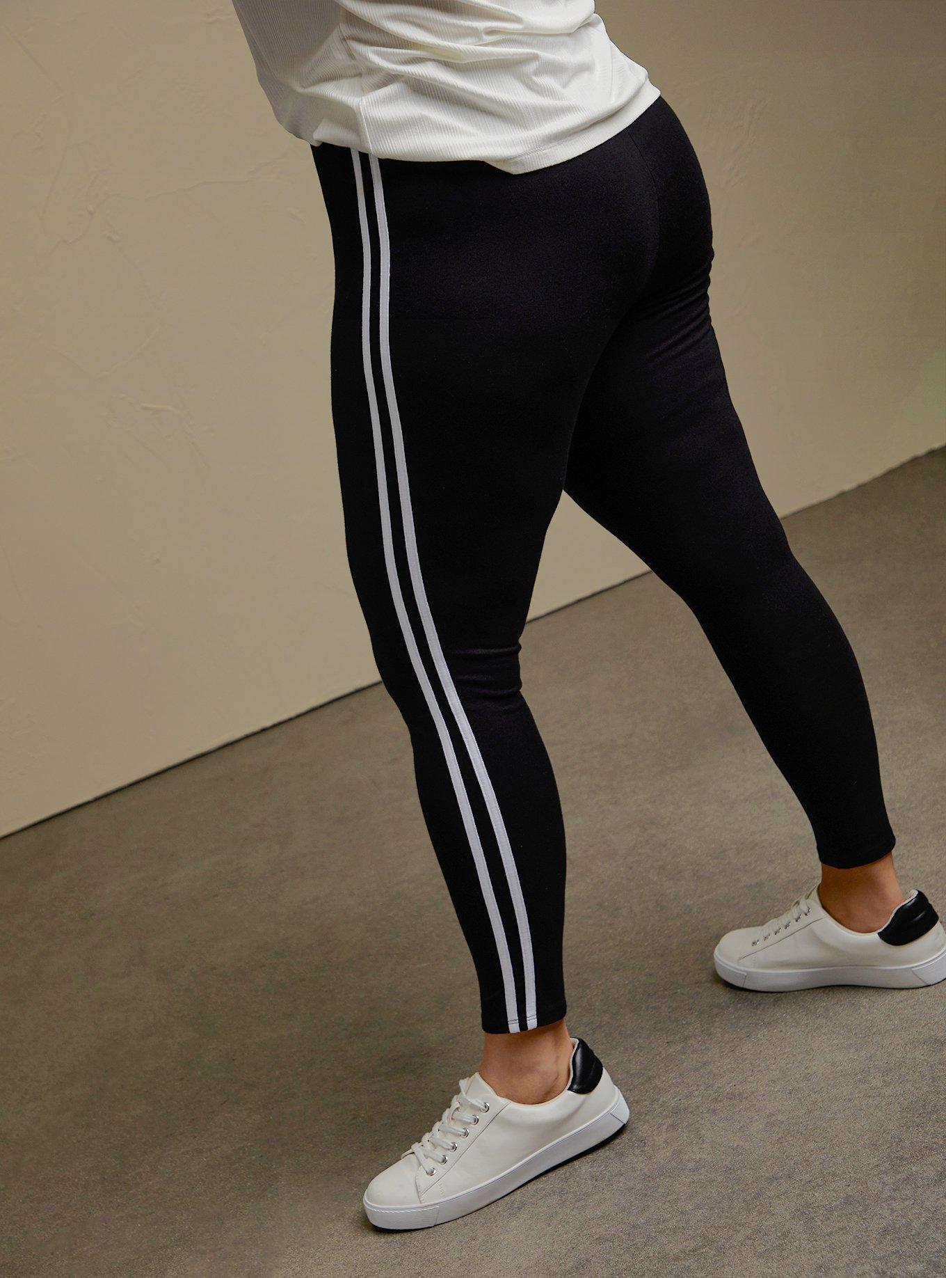 Black/Khaki - Side Stripe Leggings