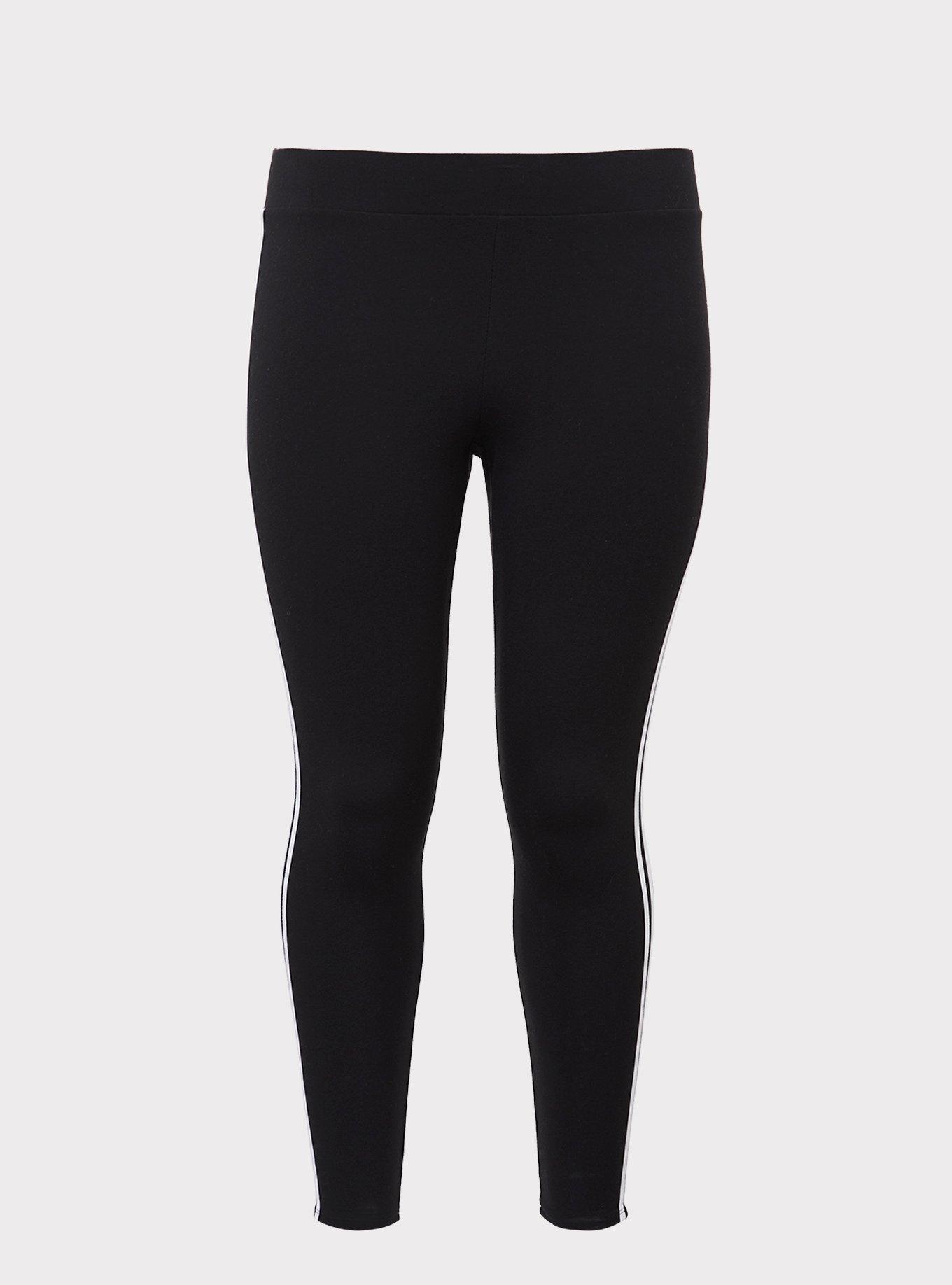 Plus Size Full Length Signature Waist Double Side Stripe Legging, BLACK, hi-res