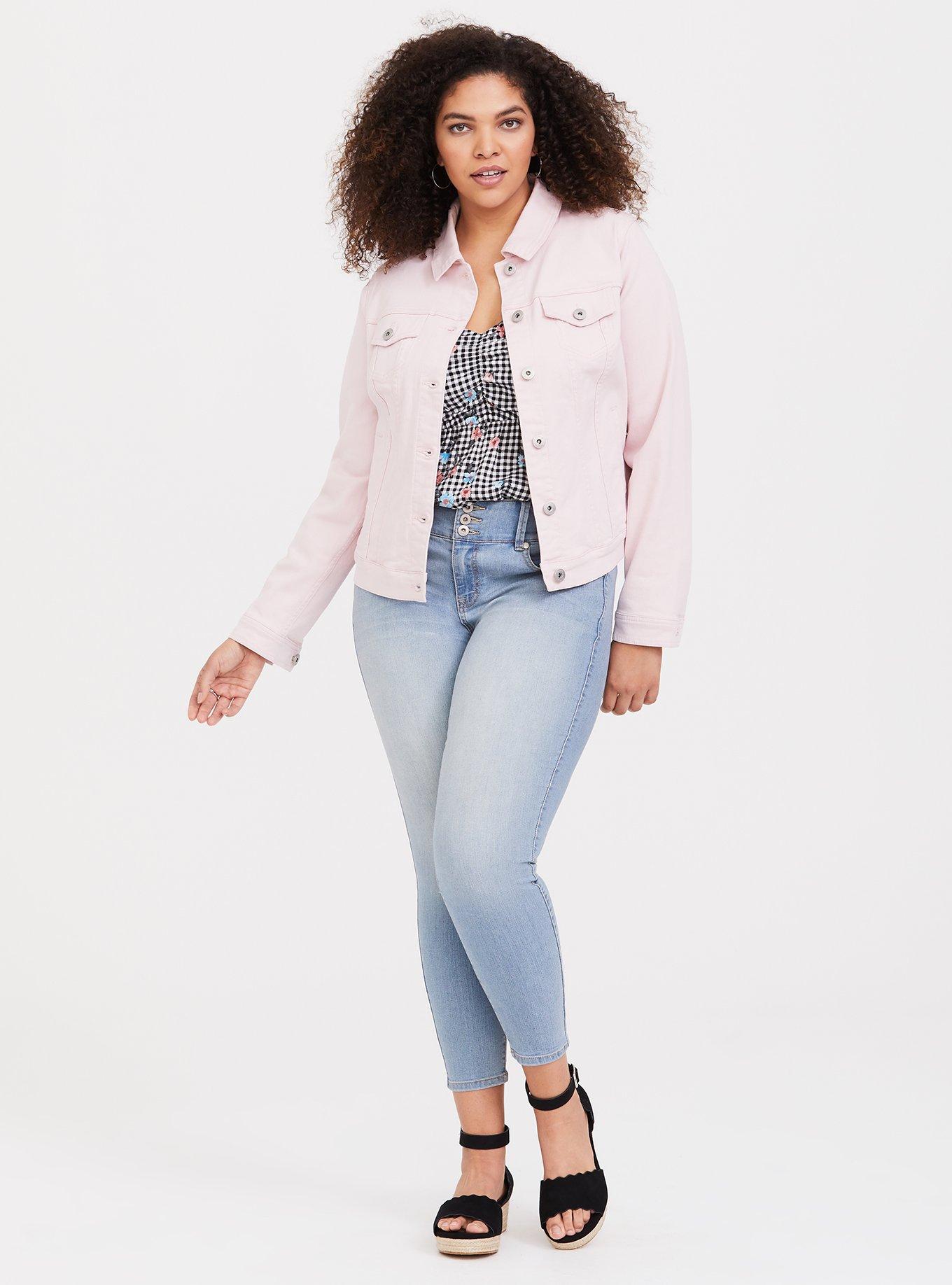 Plus Size - Trucker Jacket - Denim Pink Wash - Torrid