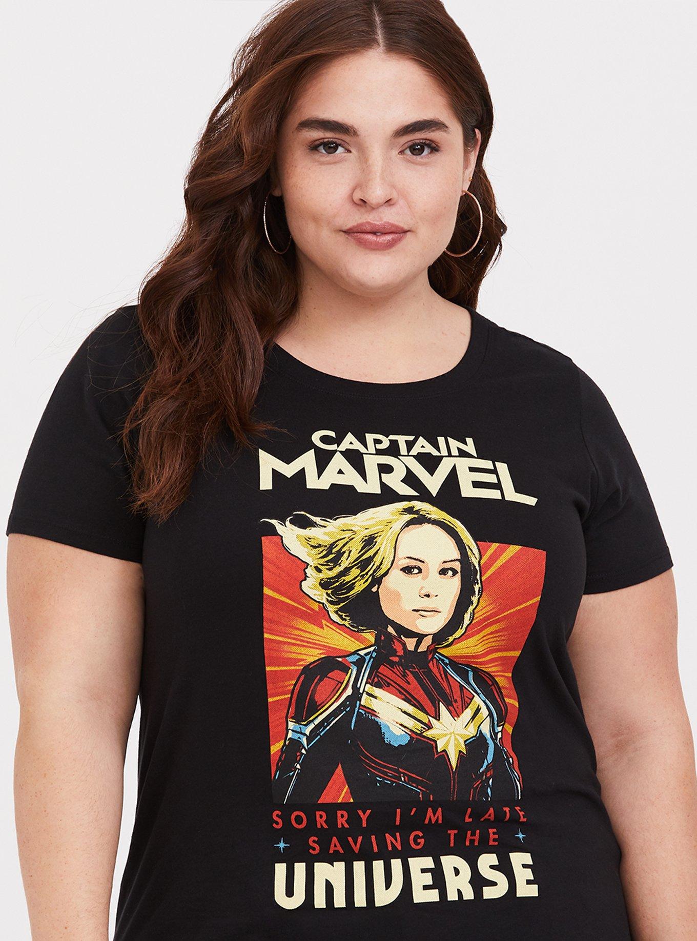 Plus Size Captain Marvel Black Fitted Tee Torrid