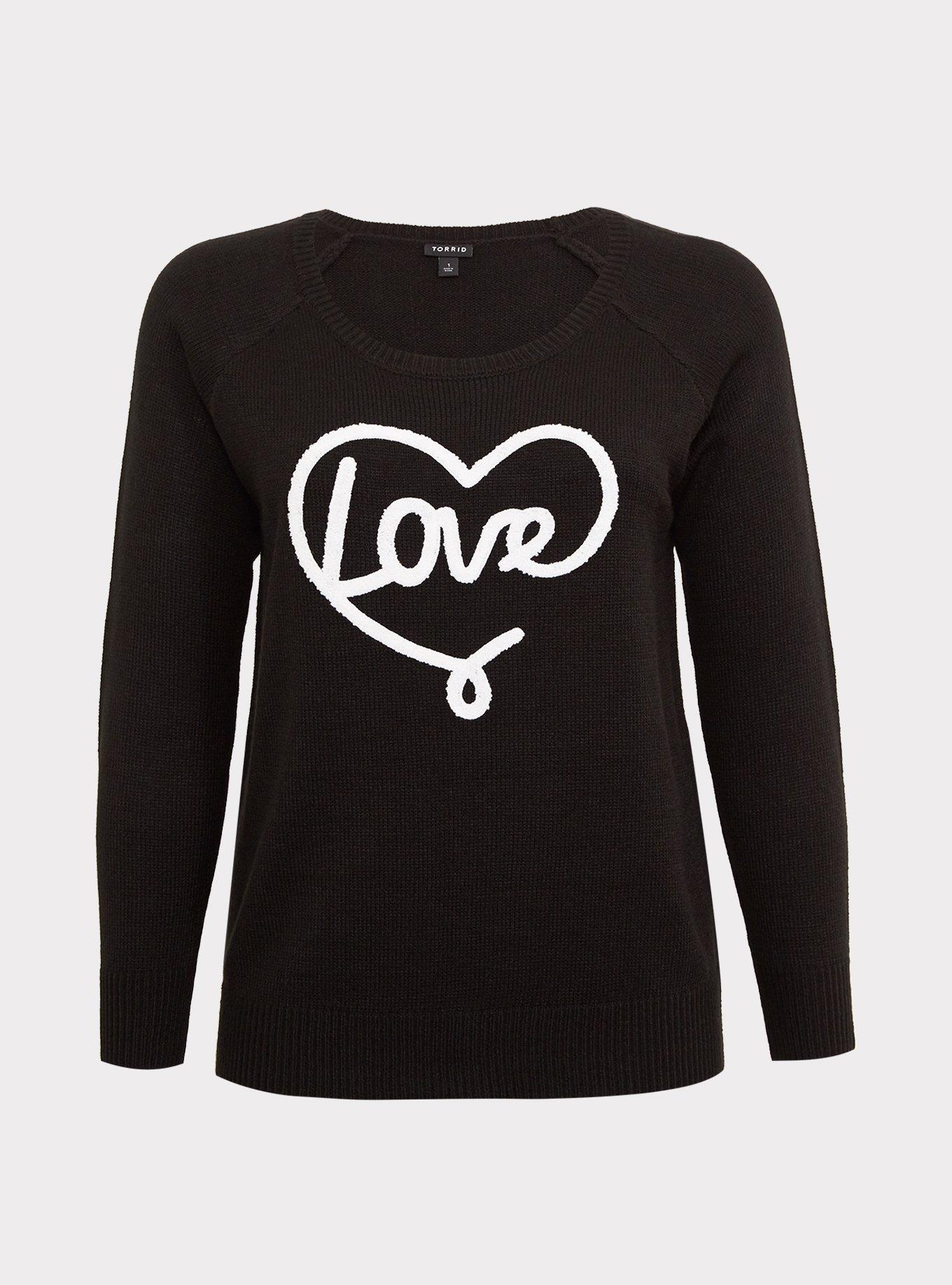 Plus Size Black Love Heart Sweater Torrid