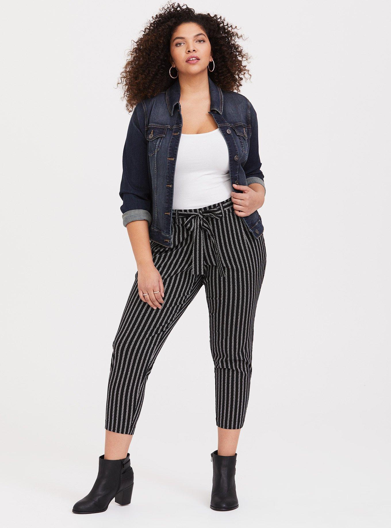 Black and White Stripe Challis Tie Front Pant, DITSY STRIPED DOT, alternate