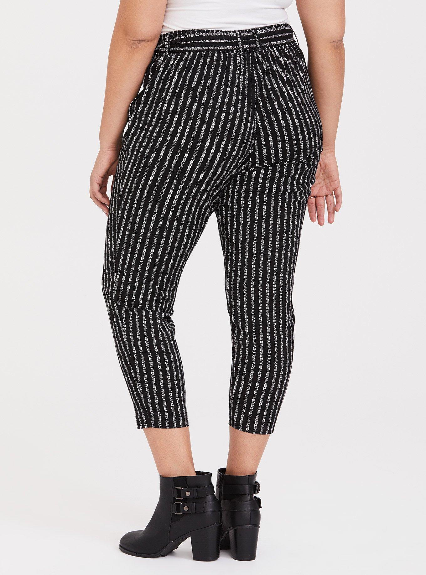 Plus Size - Black and White Stripe Challis Tie Front Pant - Torrid