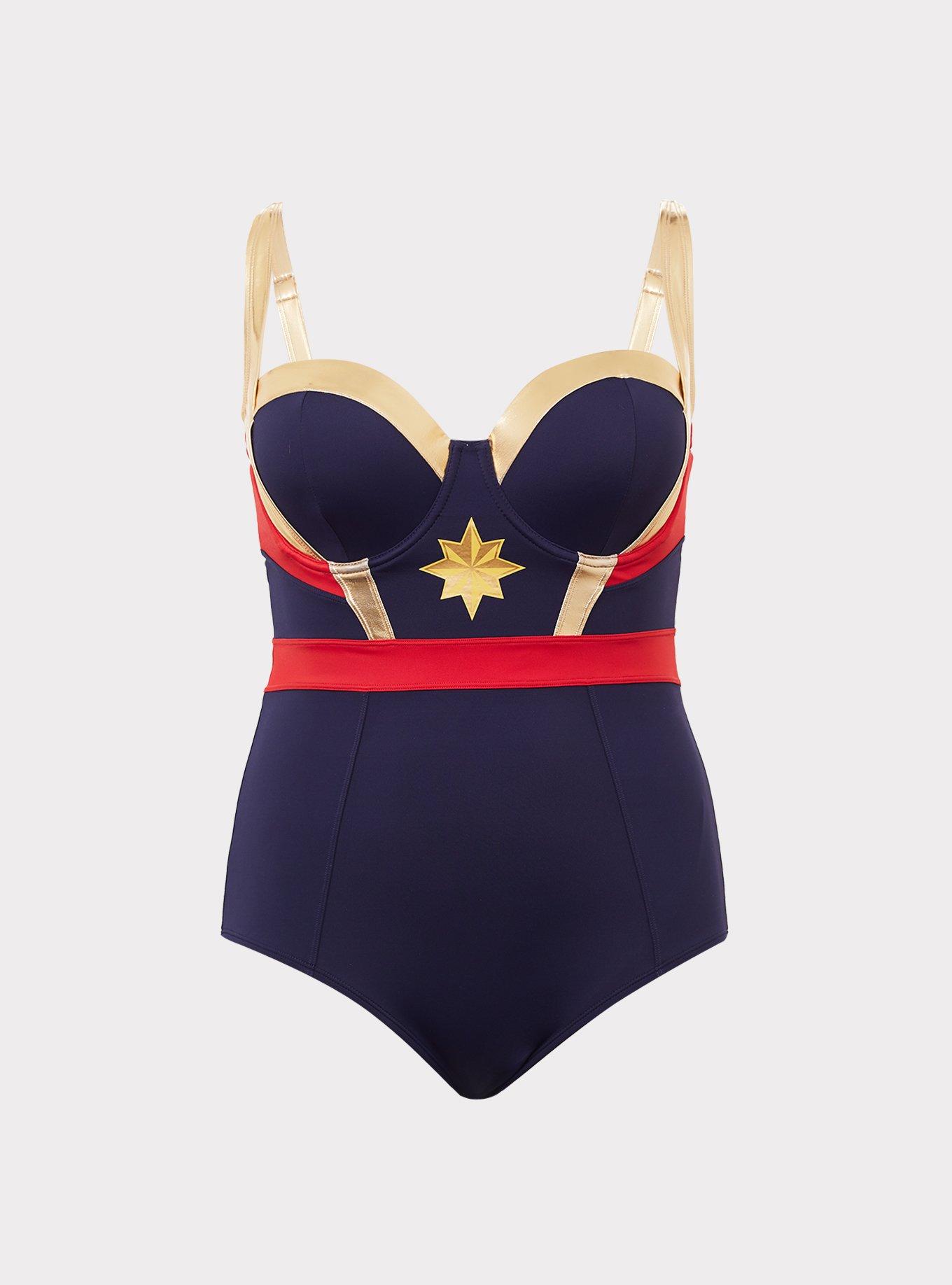 Plus Size Her Universe Captain Marvel Wireless One Piece Swimsuit Torrid