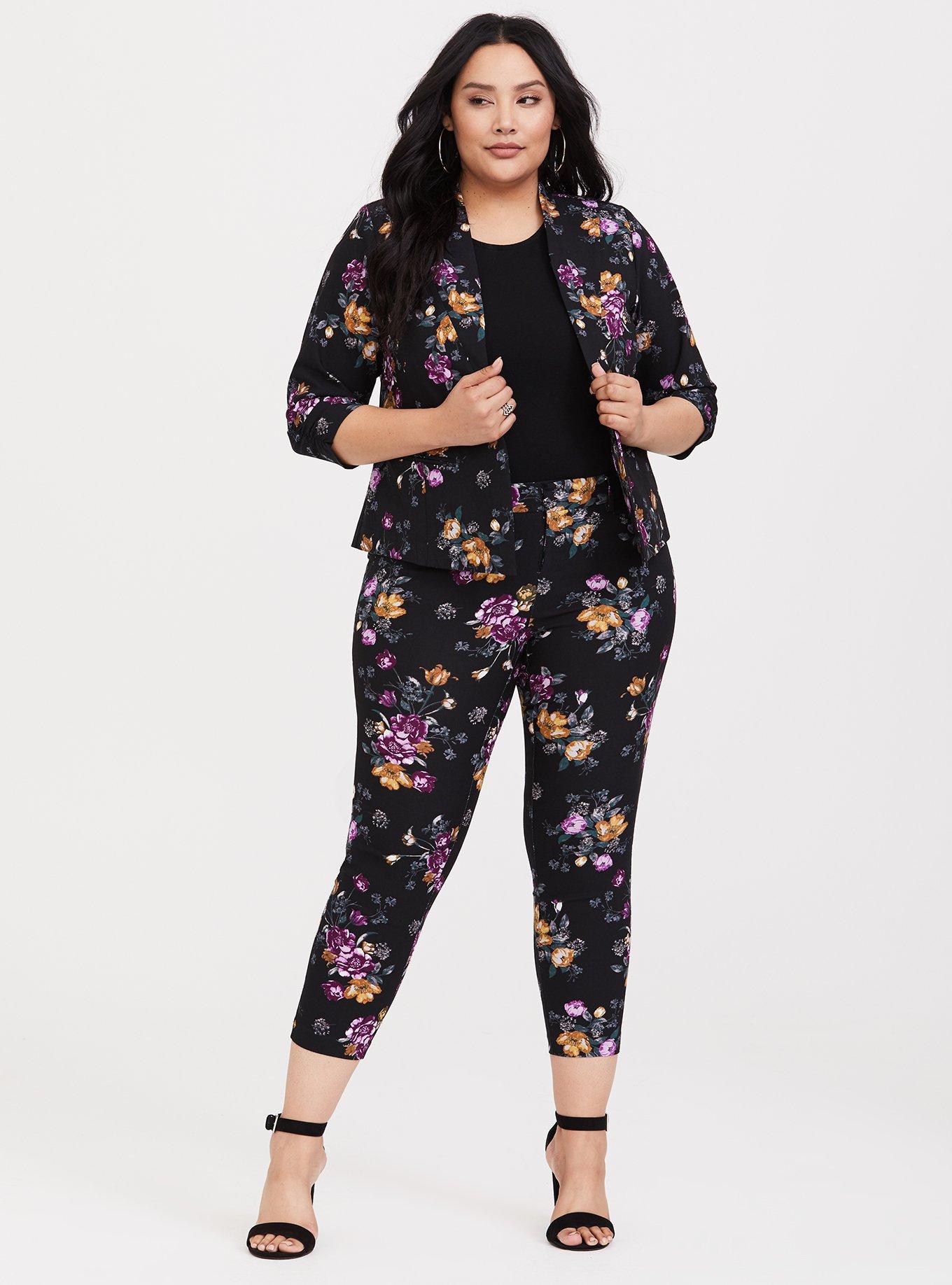 Plus Size - Black Floral Cutaway Blazer - Torrid