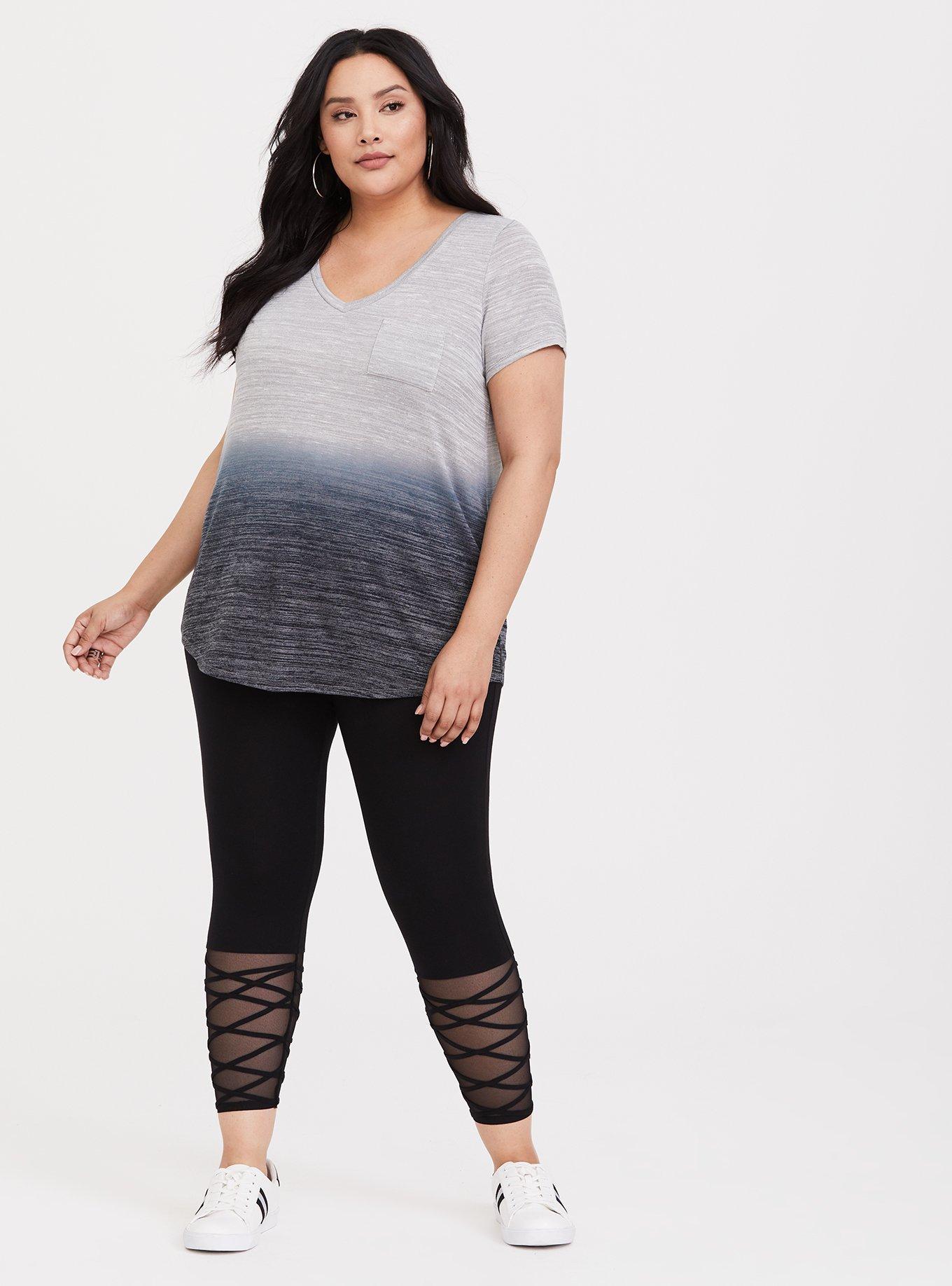 Plus Size - Black Lattice Mesh Crop Legging - Torrid