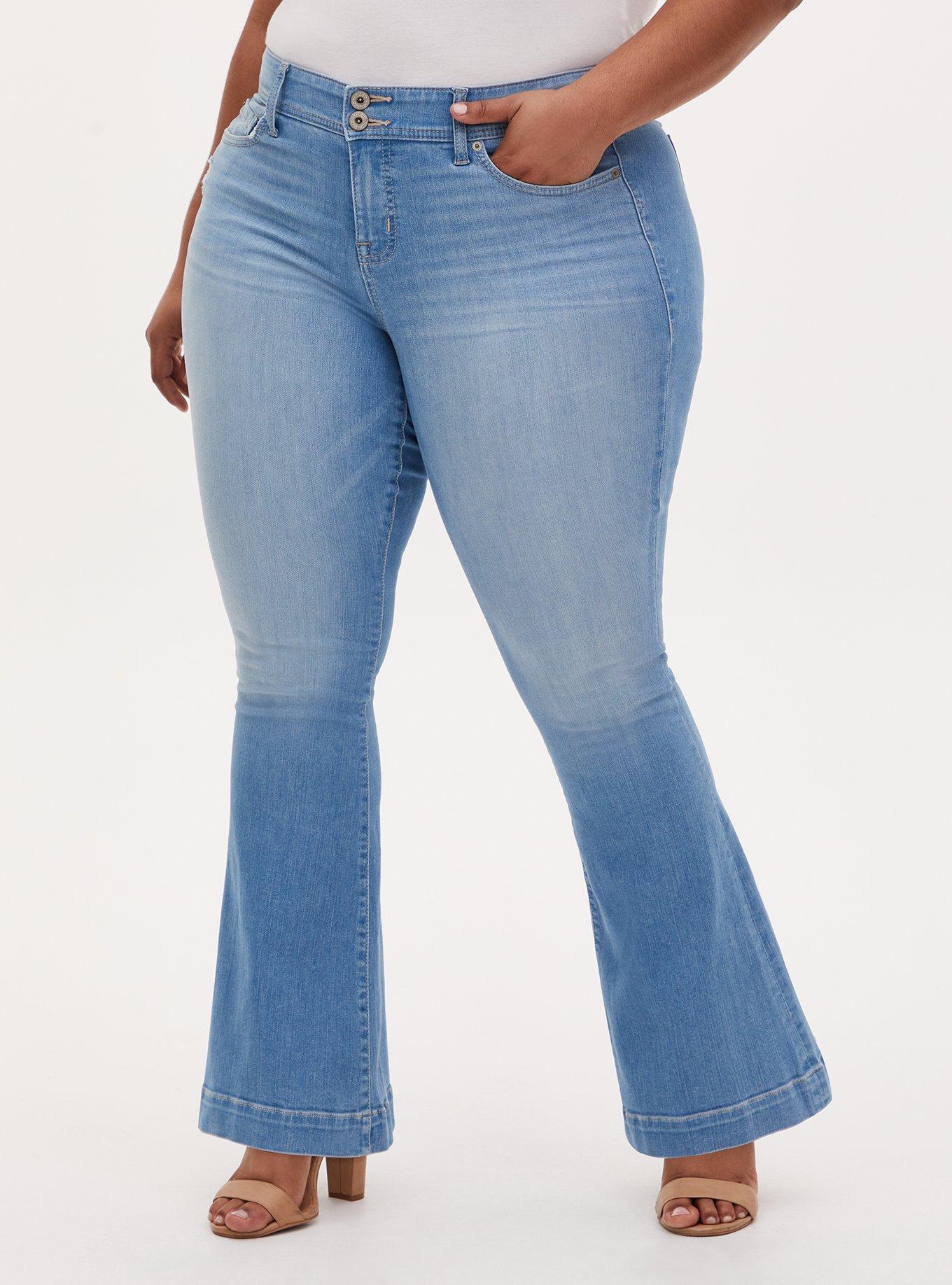 Plus Size Flip Flop Flare Premium Stretch Mid-Rise Jean, BEVERLY HILLS, hi-res