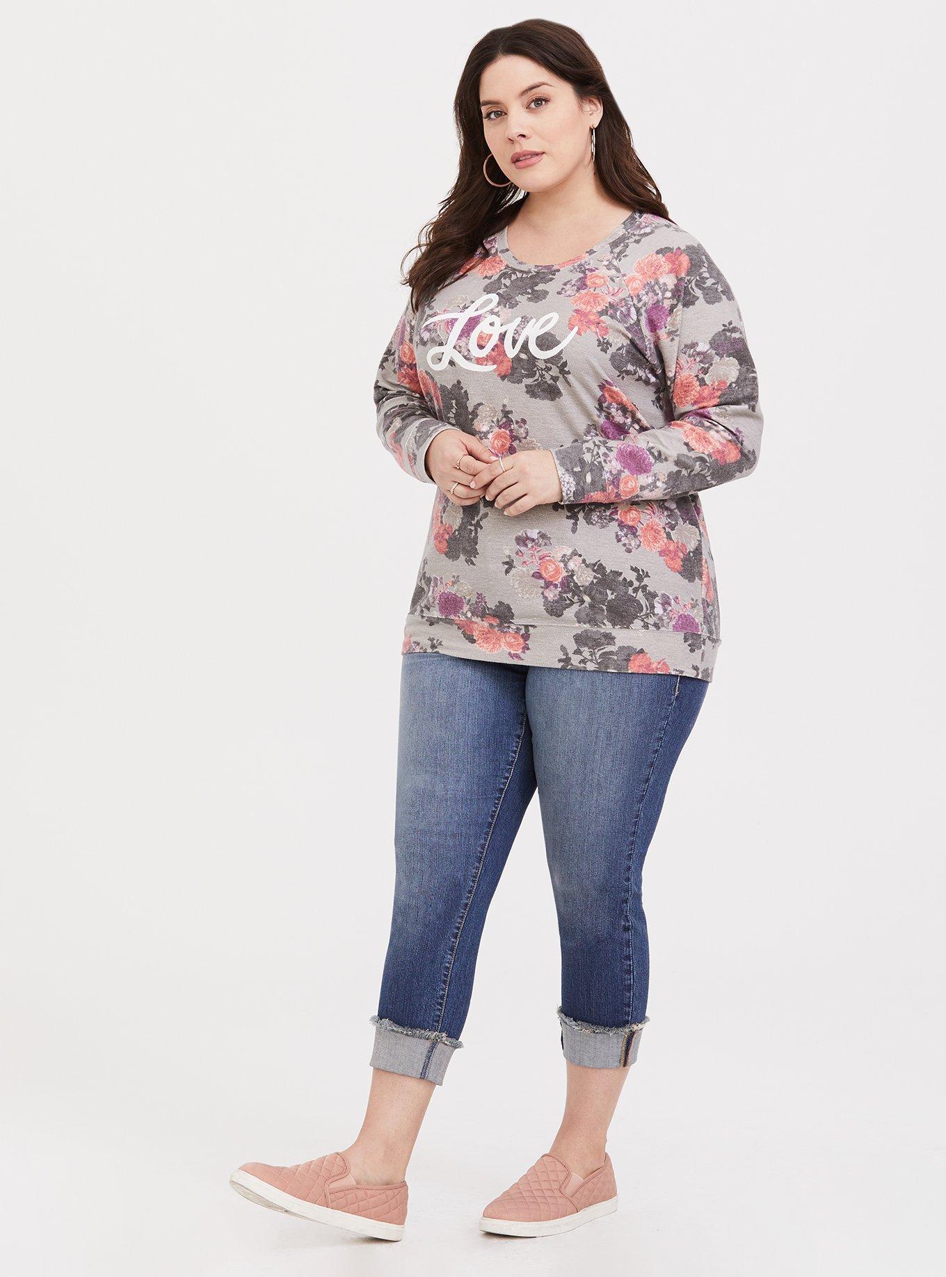 Plus size floral on sale sweatshirt