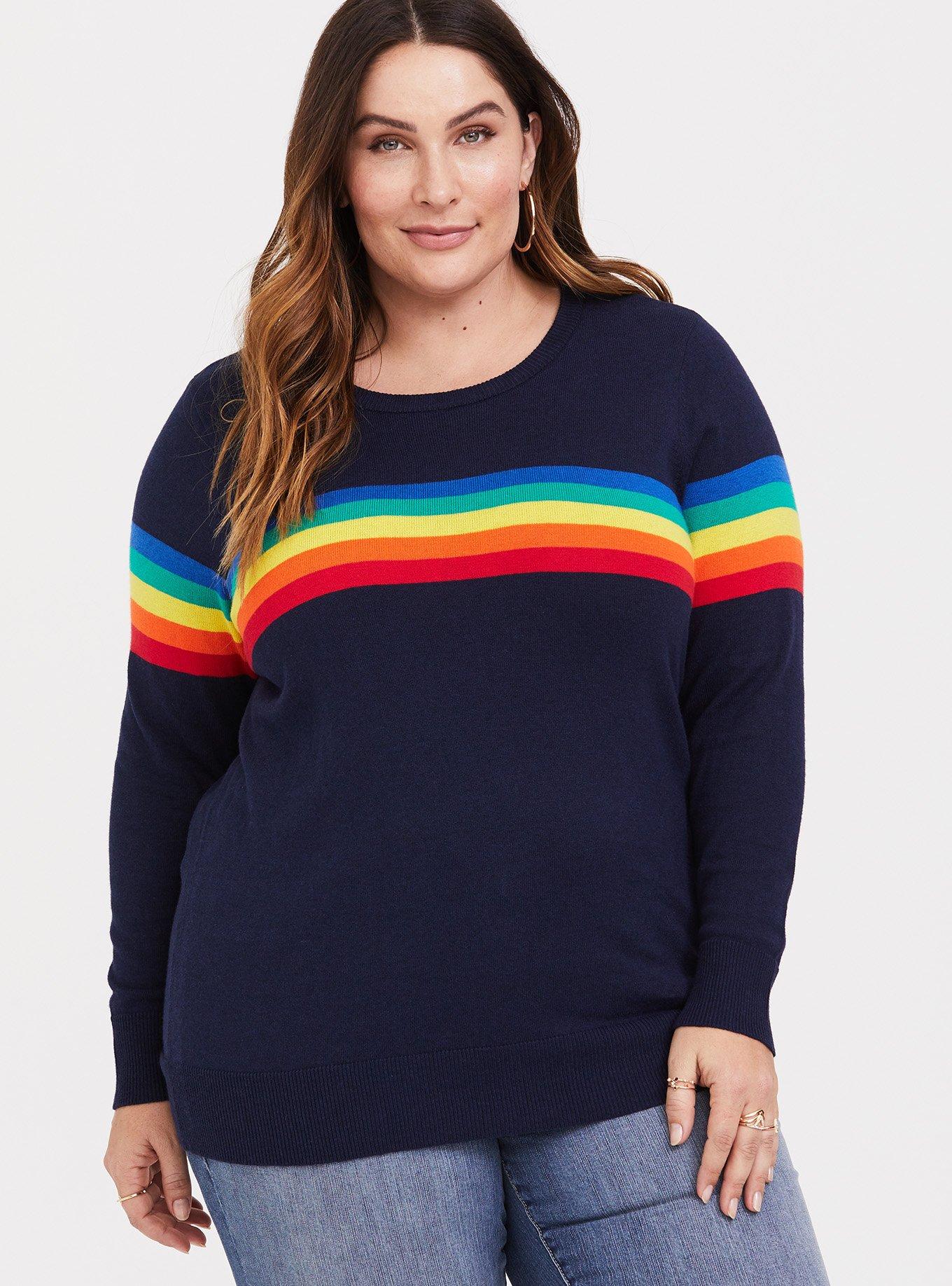 Navy Rainbow Stripe Pullover, MULTI STRIPE, alternate