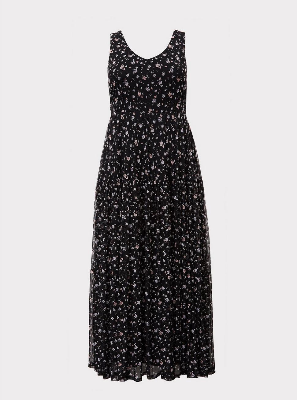 Plus Size - Black Floral Tier Mesh Maxi Dress - Torrid