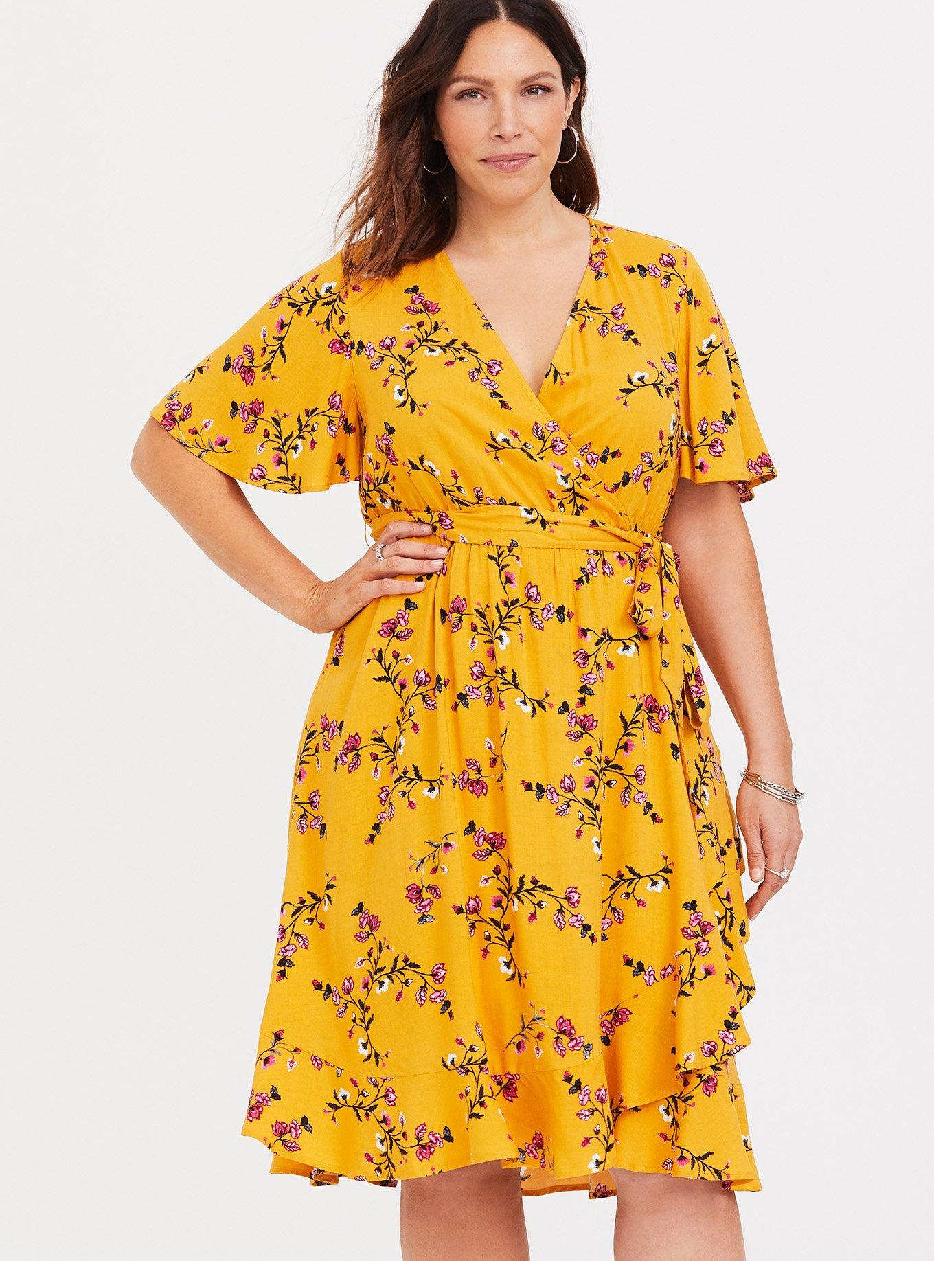 Torrid yellow floral dress sales